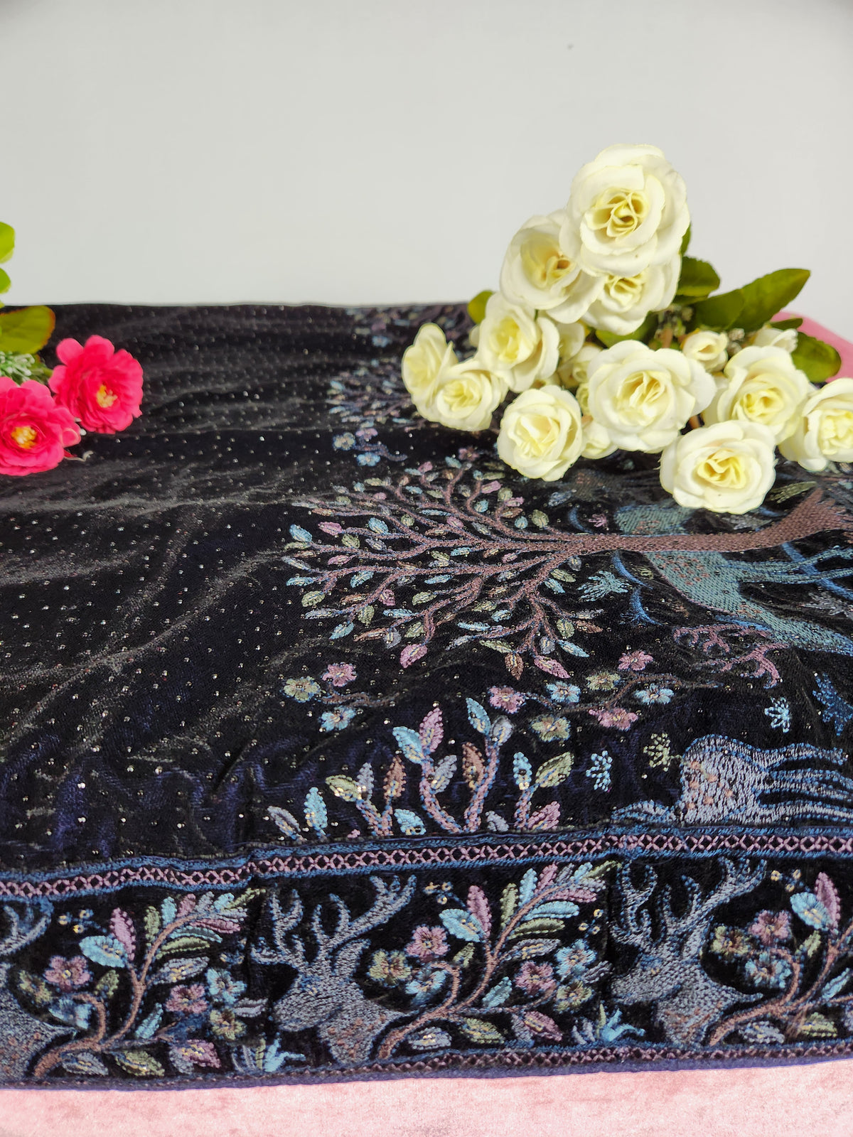 Blue Groom Stole - Scenery Border Work | Shawl For Men
