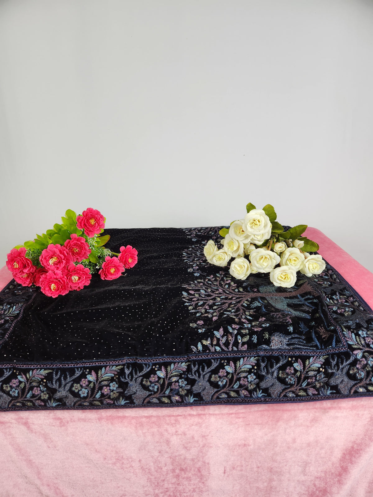 Blue Groom Stole - Scenery Border Work | Shawl For Men
