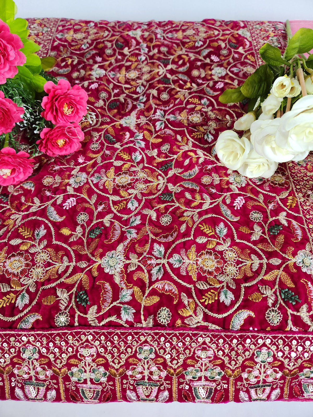 Red Groom Shawl - Multi Color Embroidery | Shawl For Men