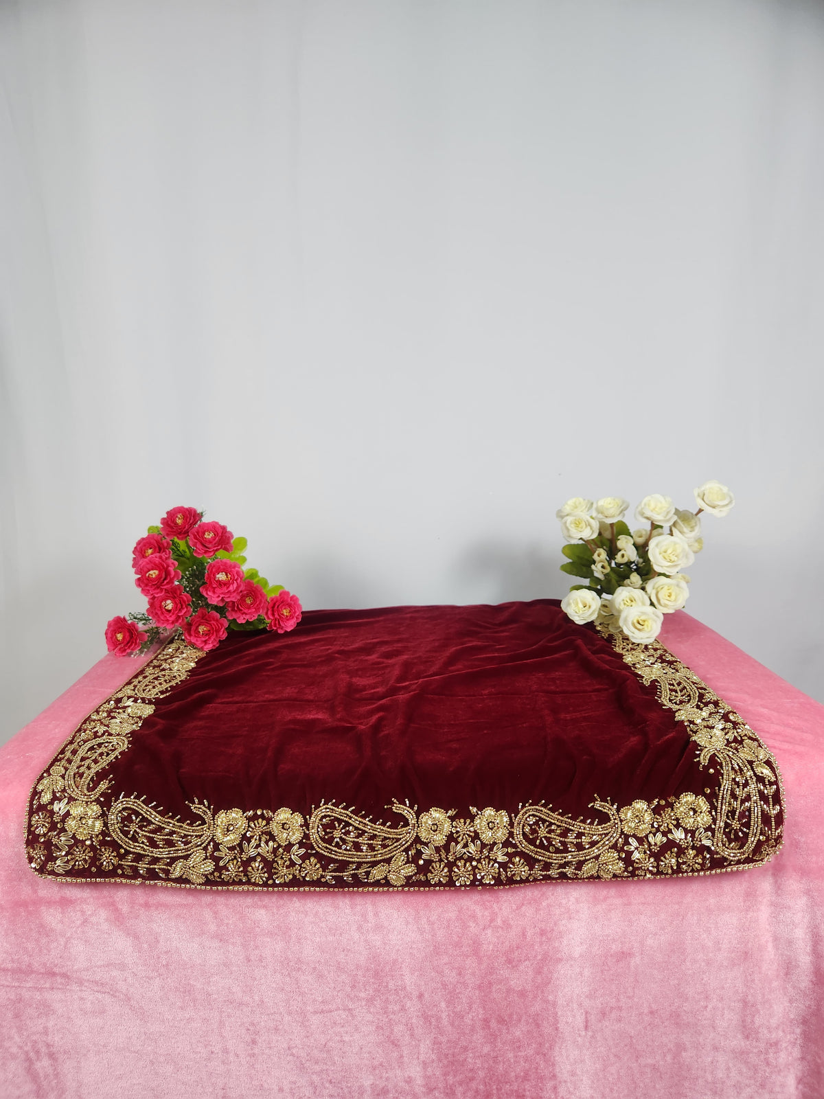 Red Groom Shawl - Zardozi Handwork | Shawl For Men