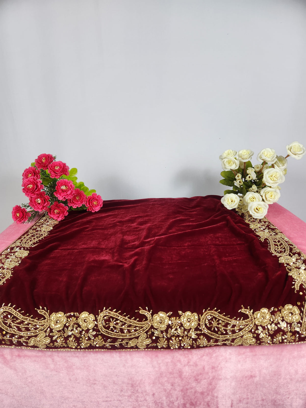 Red Groom Shawl - Zardozi Handwork | Shawl For Men