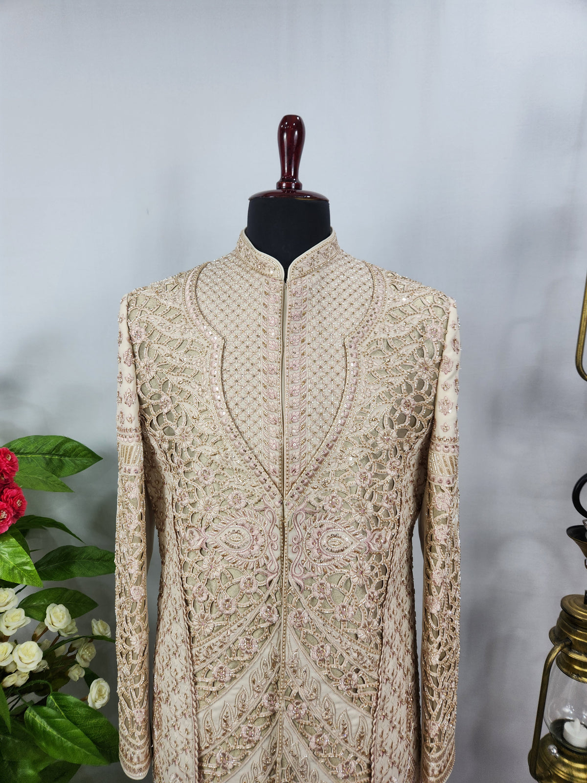 Champagne Golden Wedding Groom Sherwani - Anarkali Kurta Design  | Sherwani For Men