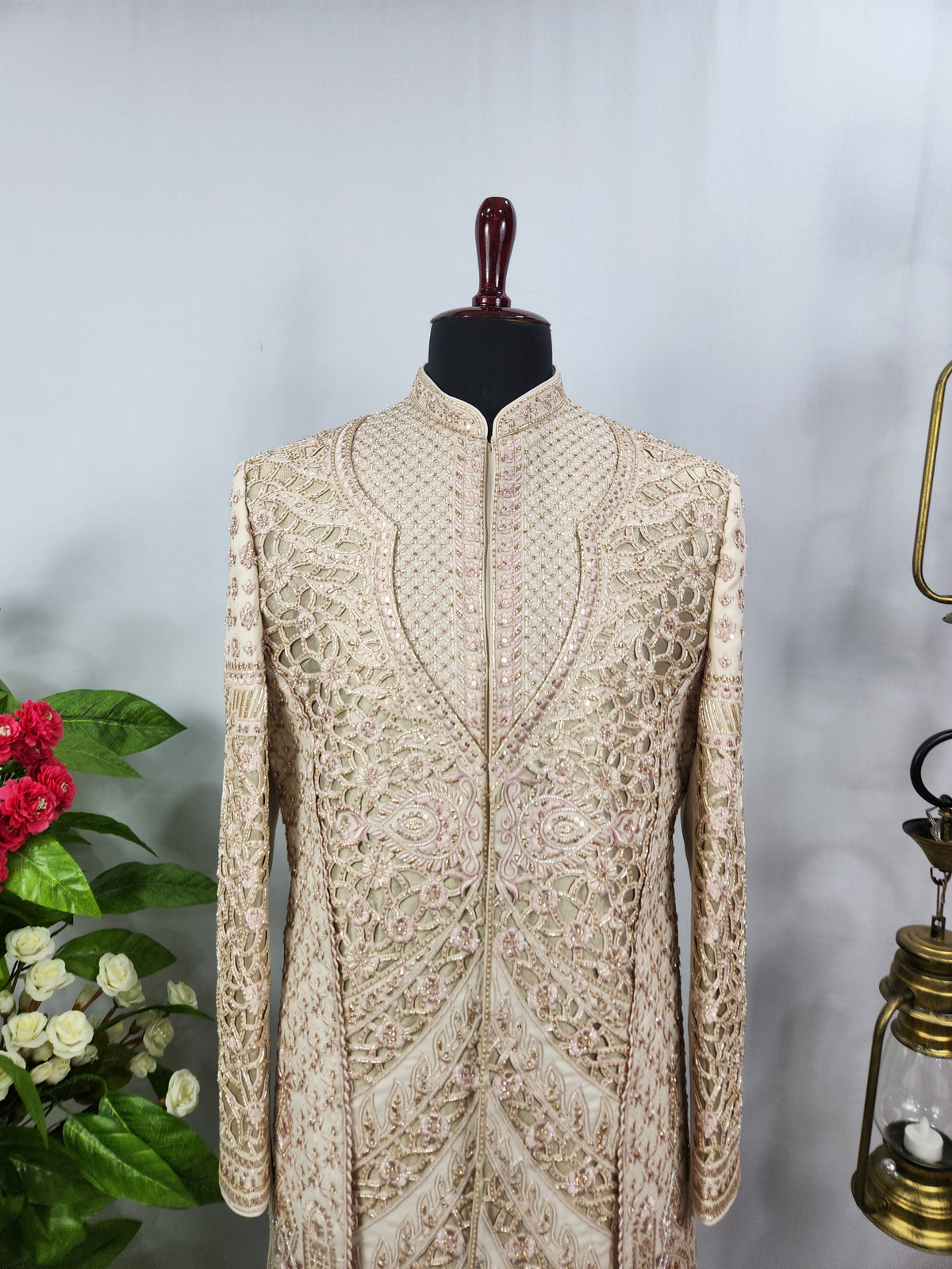 Champagne Golden Wedding Groom Sherwani - Anarkali Kurta Design  | Sherwani For Men