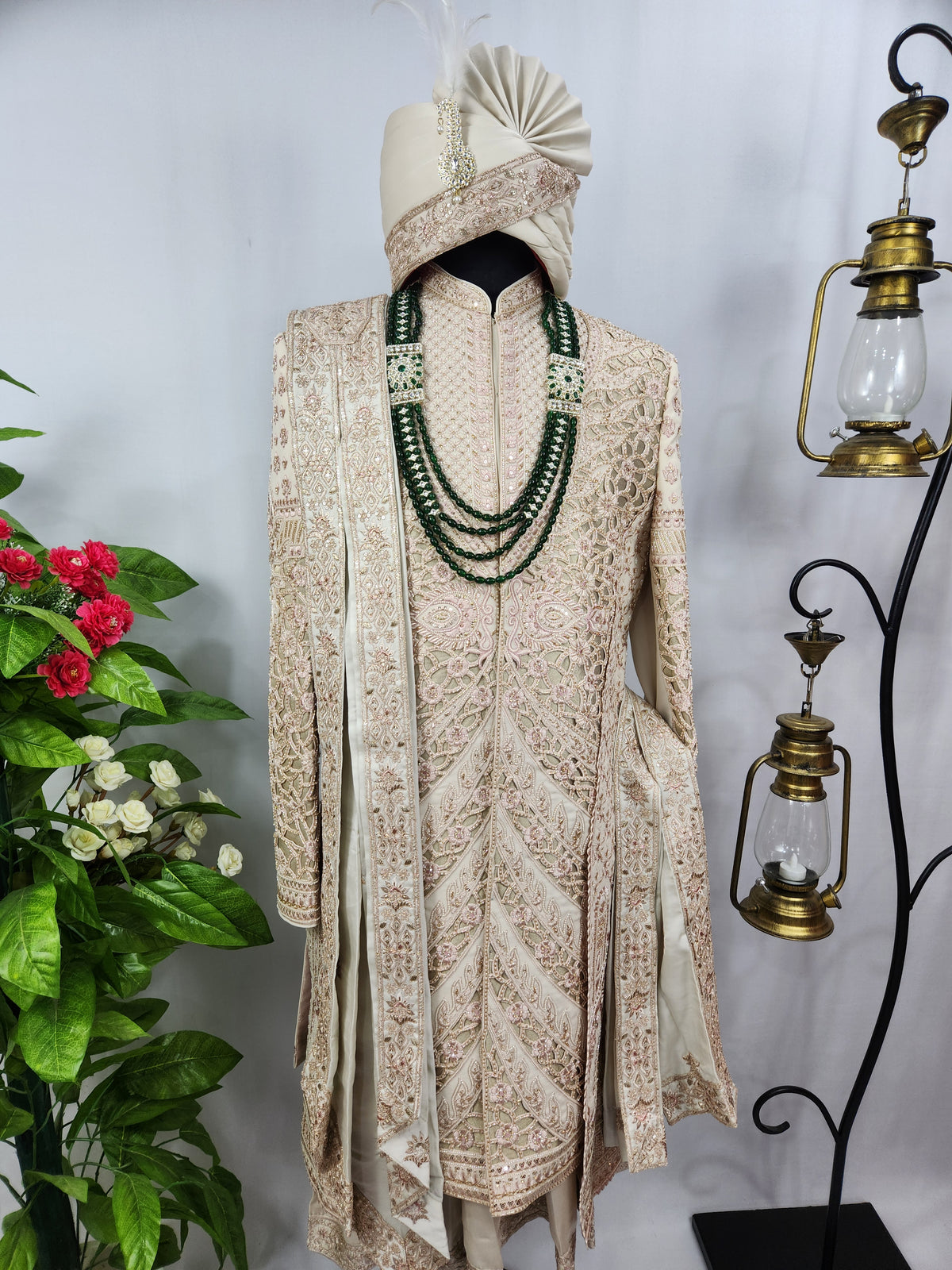 Champagne Golden Wedding Groom Sherwani - Anarkali Kurta Design  | Sherwani For Men
