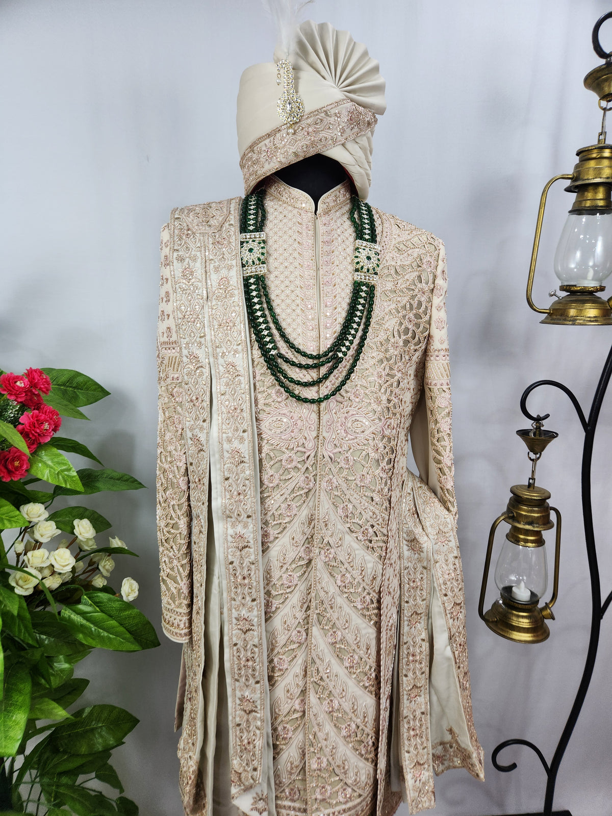 Champagne Golden Wedding Groom Sherwani - Anarkali Kurta Design  | Sherwani For Men