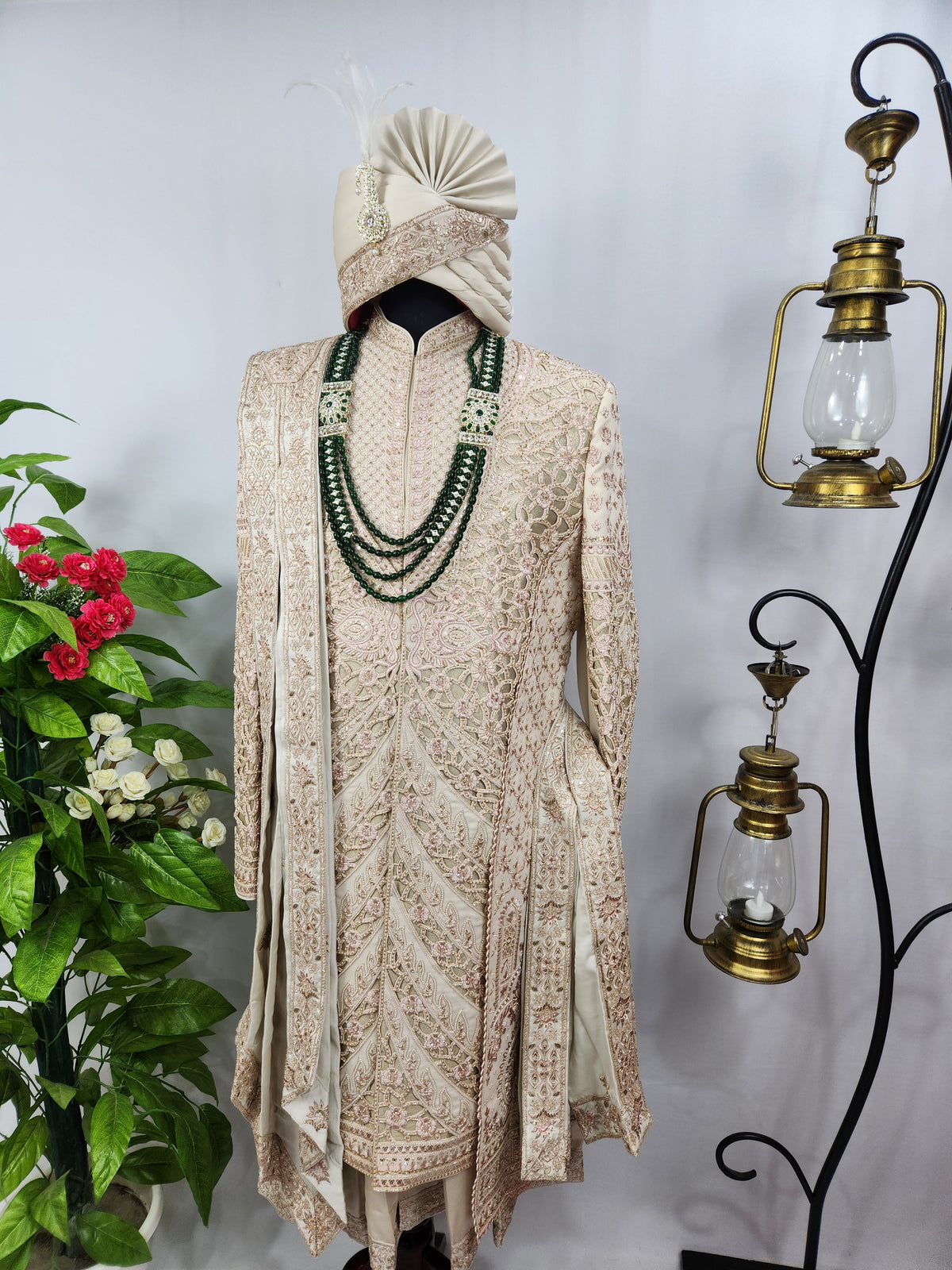 Champagne Golden Wedding Groom Sherwani - Anarkali Kurta Design  | Sherwani For Men