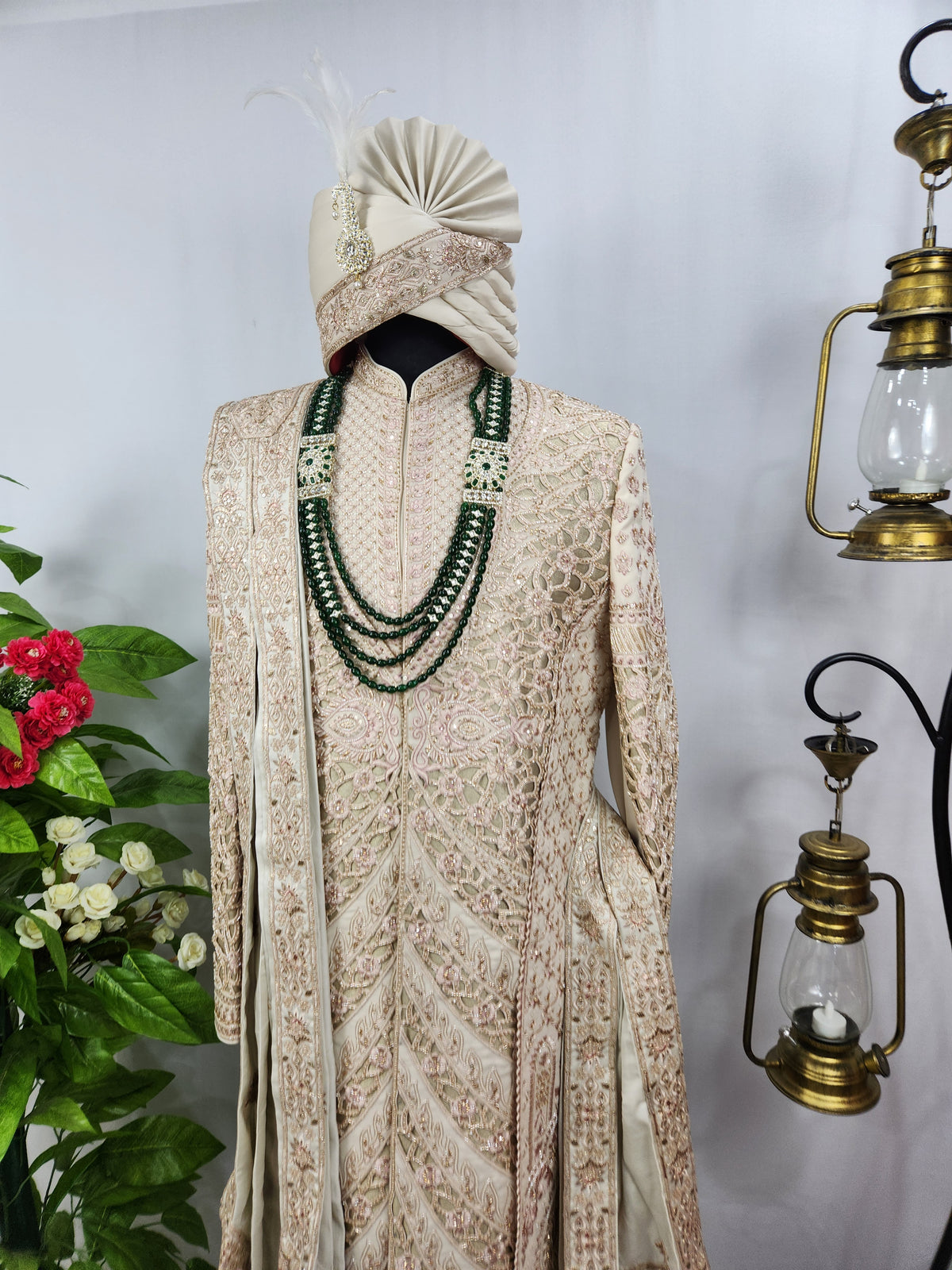 Champagne Golden Wedding Groom Sherwani - Anarkali Kurta Design  | Sherwani For Men