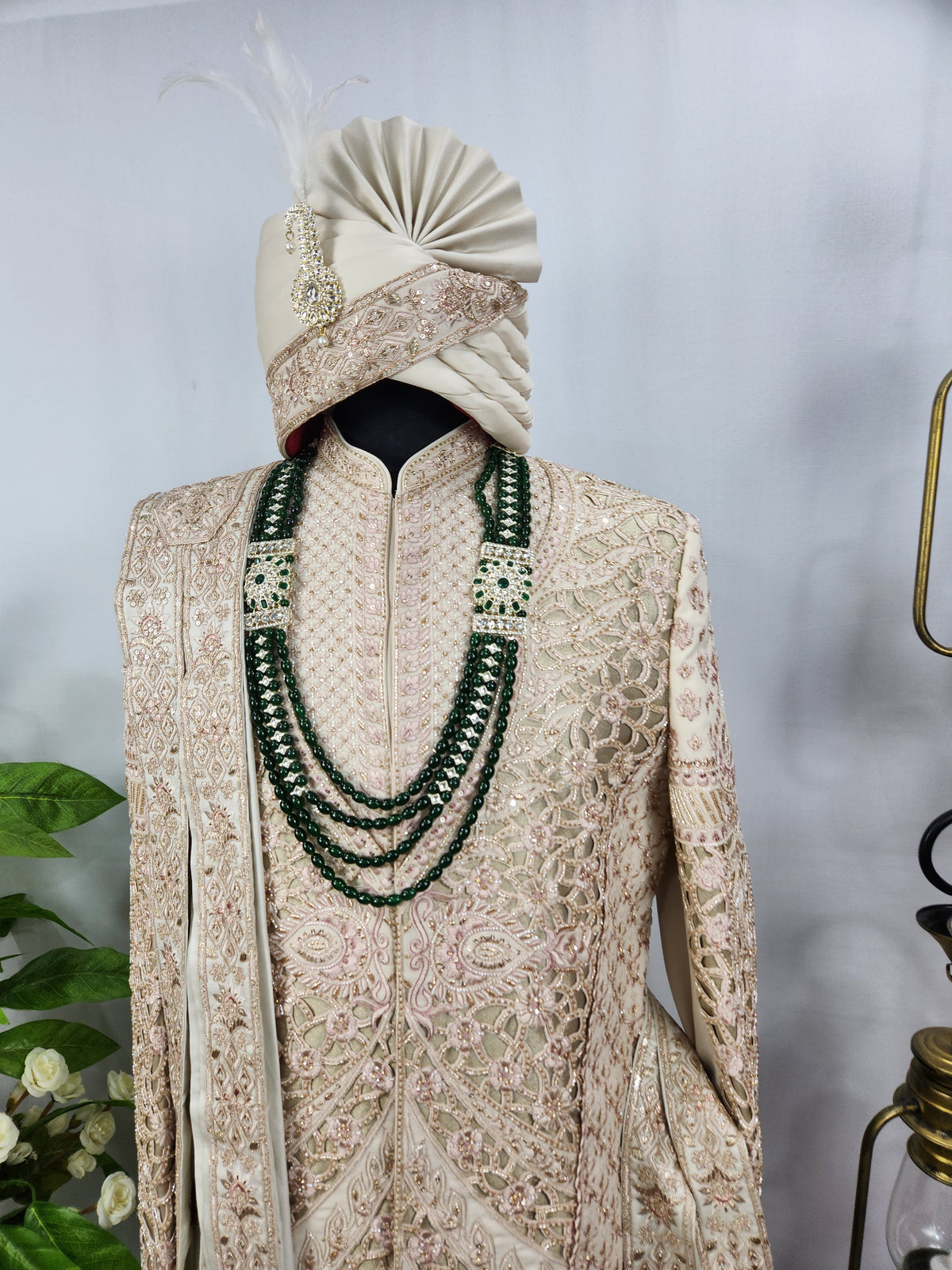 Champagne Golden Wedding Groom Sherwani - Anarkali Kurta Design  | Sherwani For Men