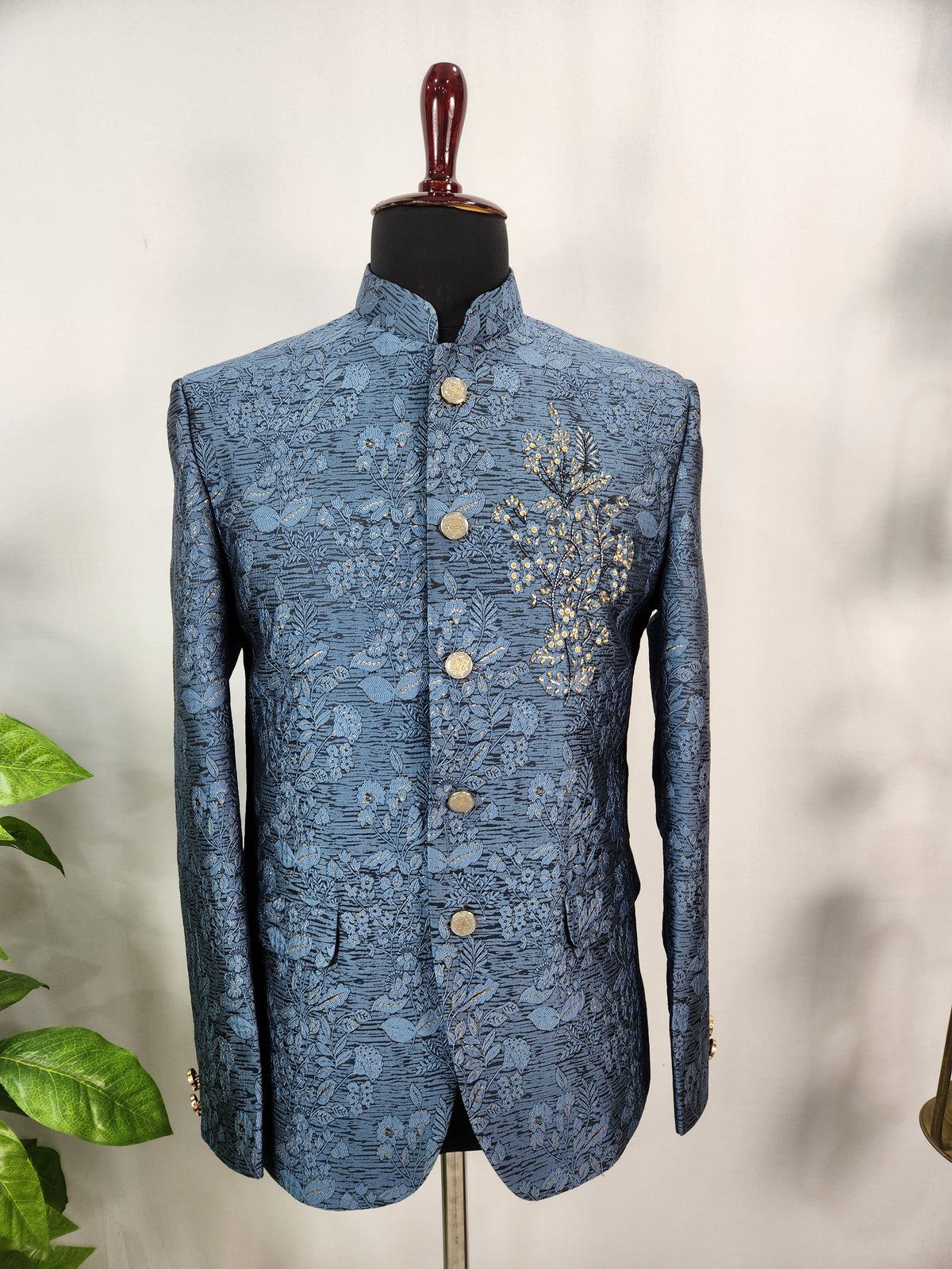 Blue Jodhpuri Suit for Wedding – Zardozi Work | Indian Groom Outfit