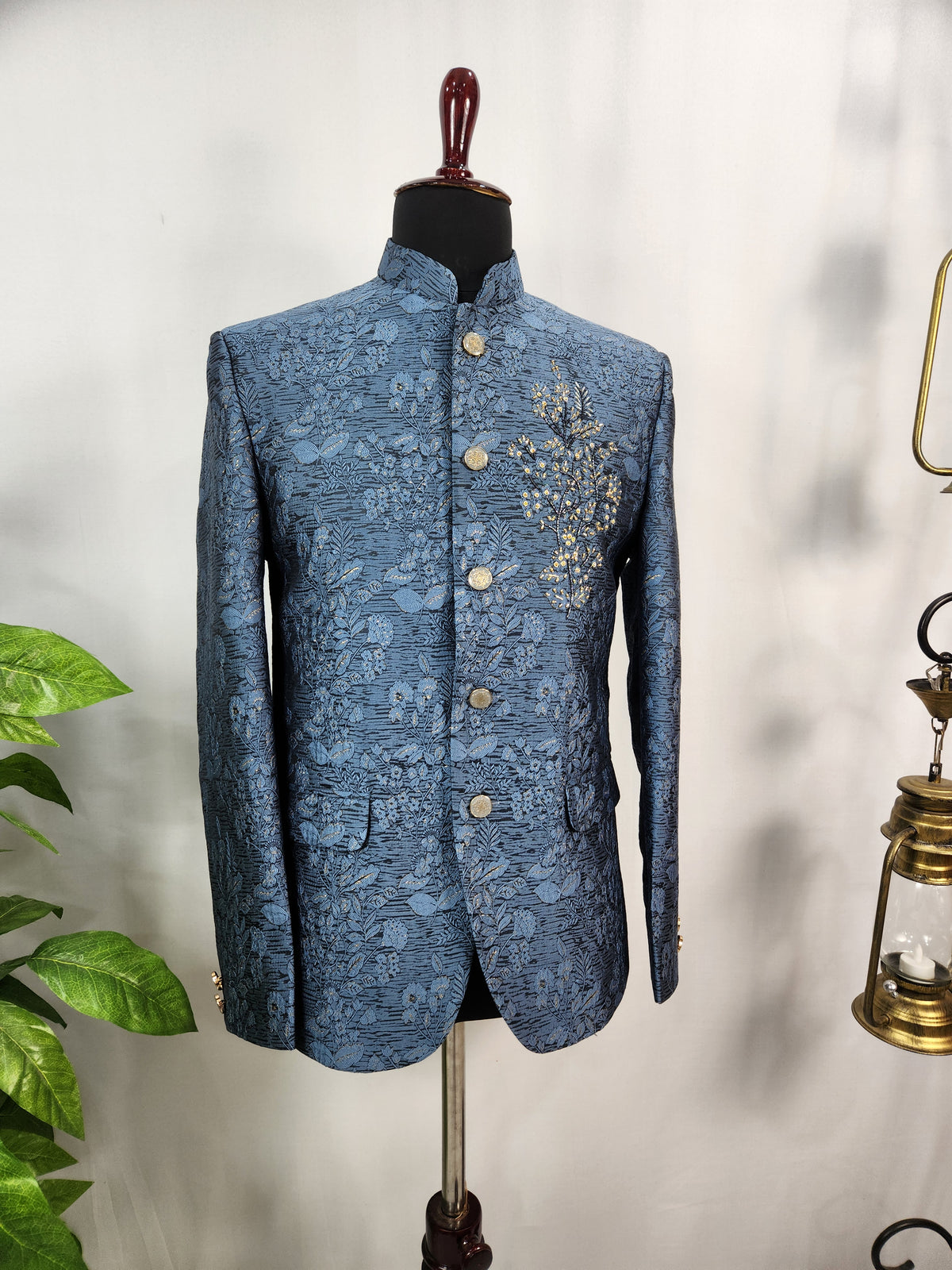 Blue Jodhpuri Suit for Wedding – Zardozi Work | Indian Groom Outfit