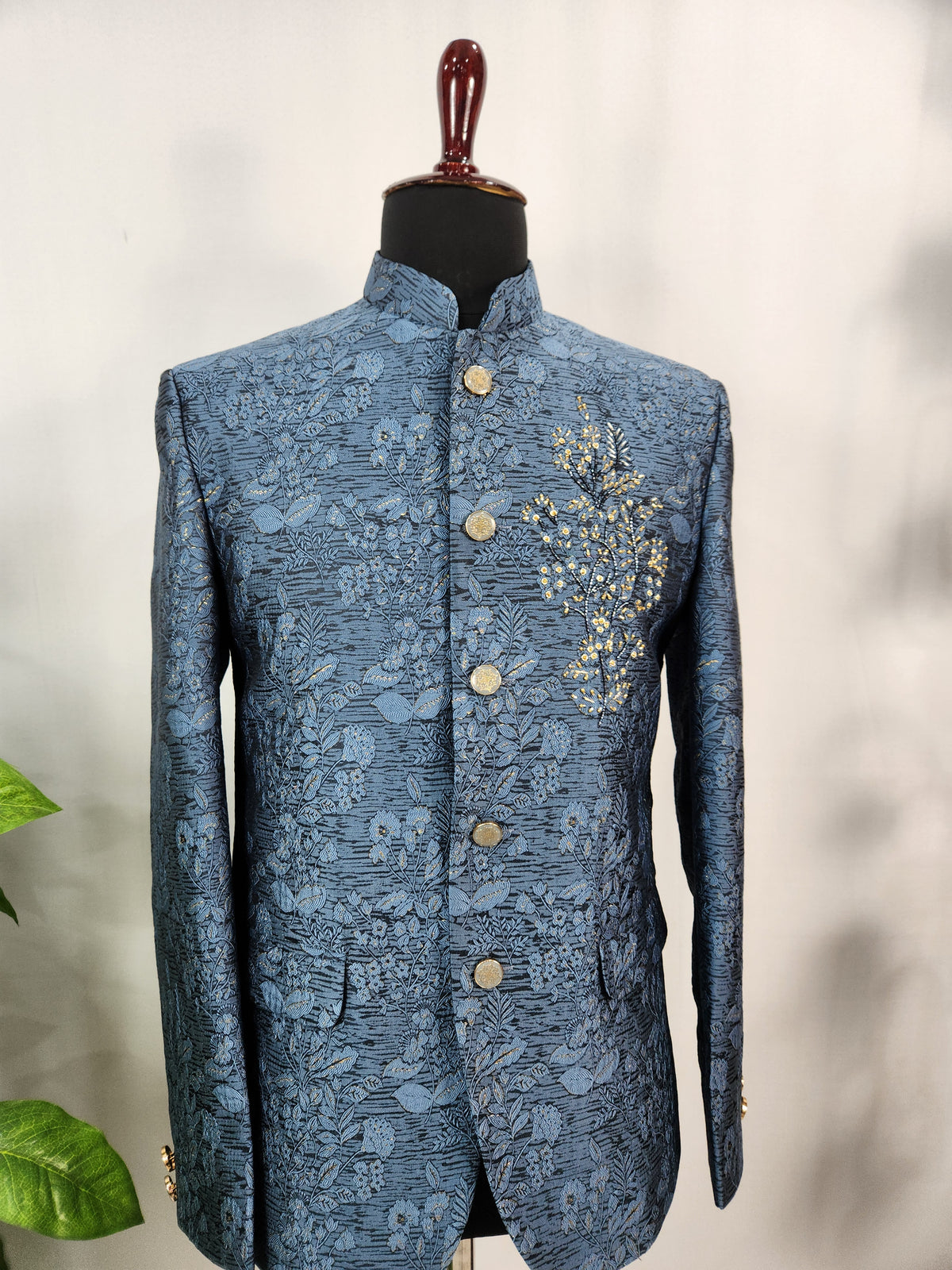 Blue Jodhpuri Suit for Wedding – Zardozi Work | Indian Groom Outfit
