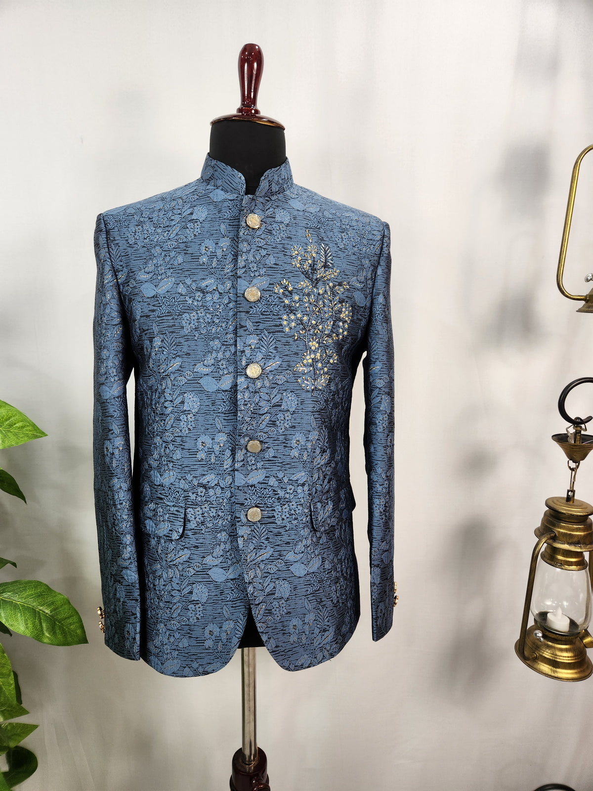 Blue Jodhpuri Suit for Wedding – Zardozi Work | Indian Groom Outfit