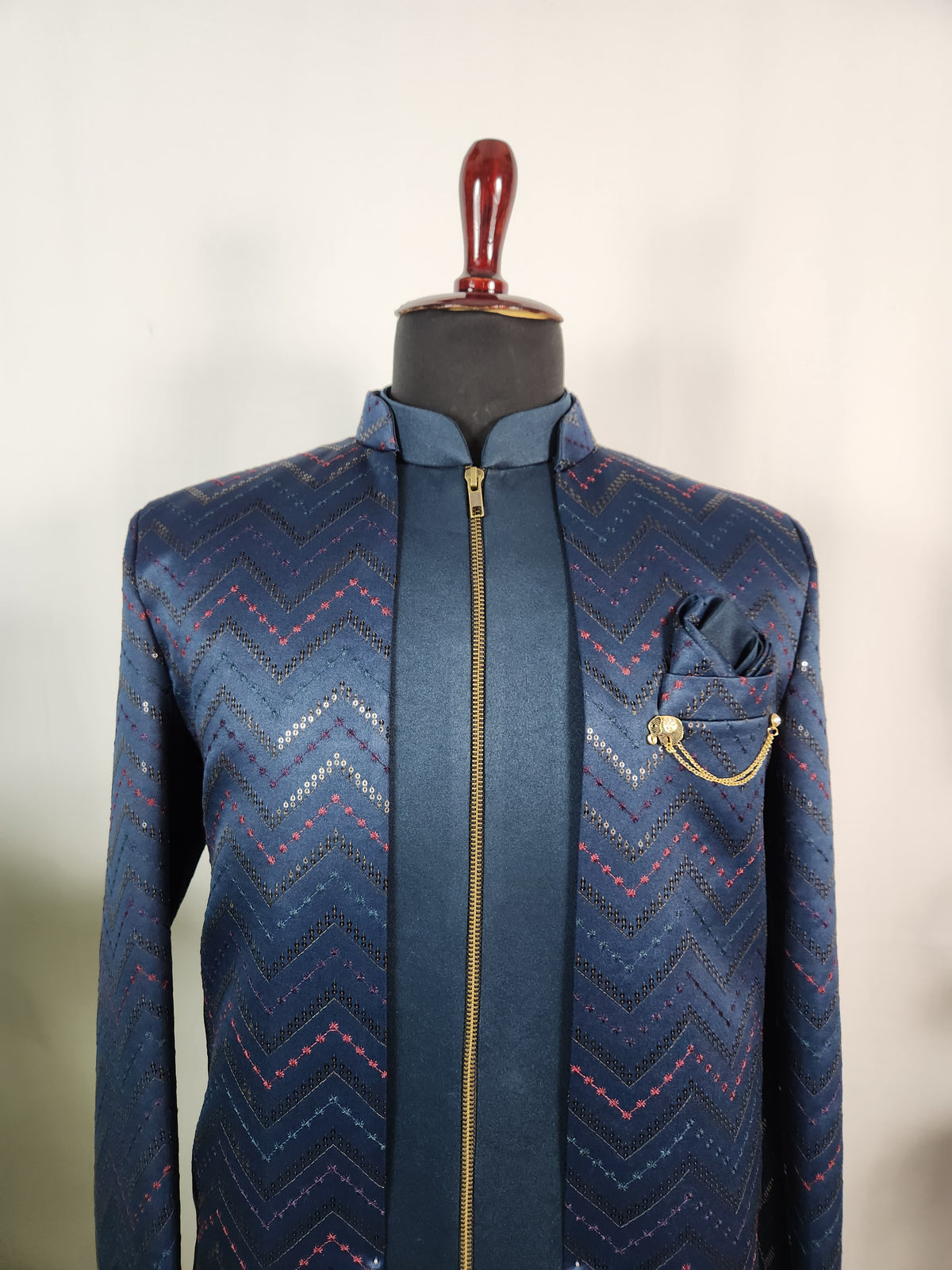 Blue Indo-Western Sherwani for Men | Indian Groom Wedding Outfit