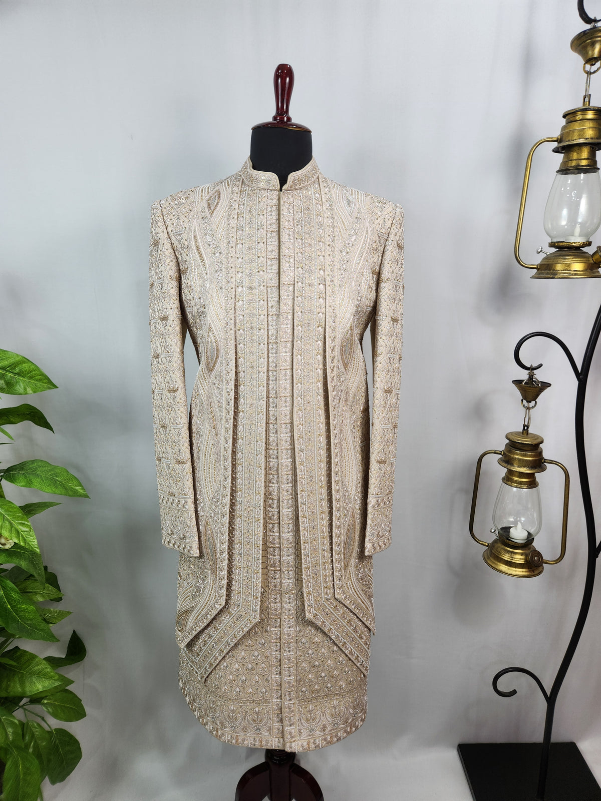 Rose Gold Wedding Groom Sherwani - 3 layer Beads Studded | Sherwani For Men