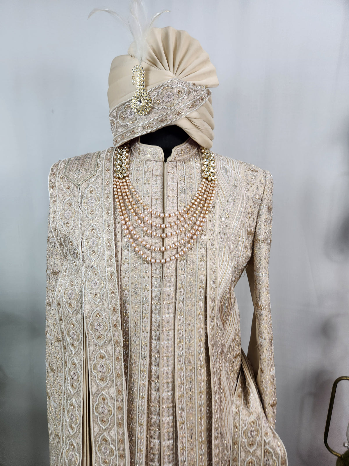 Rose Gold Wedding Groom Sherwani - 3 layer Beads Studded | Sherwani For Men