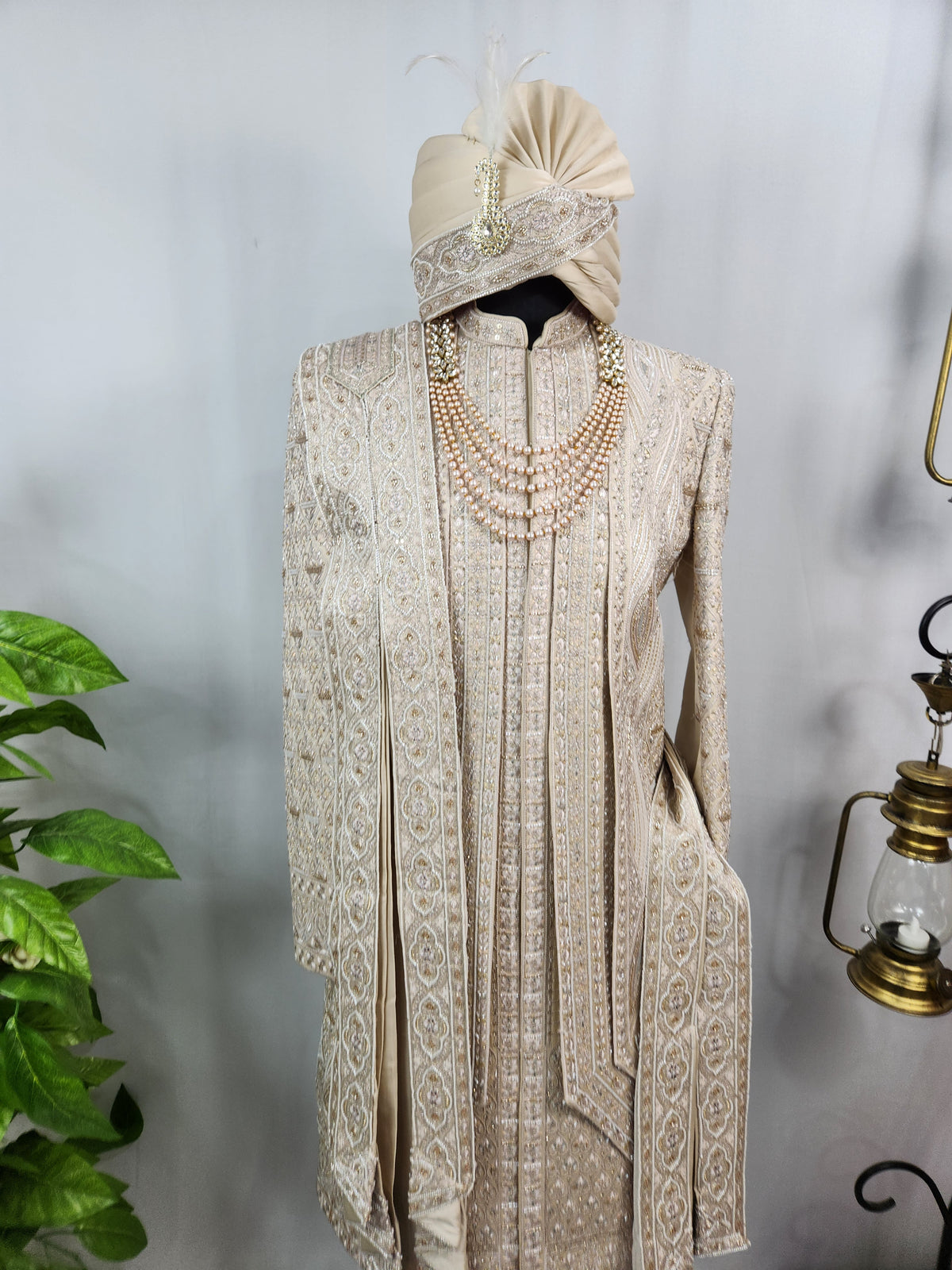 Rose Gold Wedding Groom Sherwani - 3 layer Beads Studded | Sherwani For Men