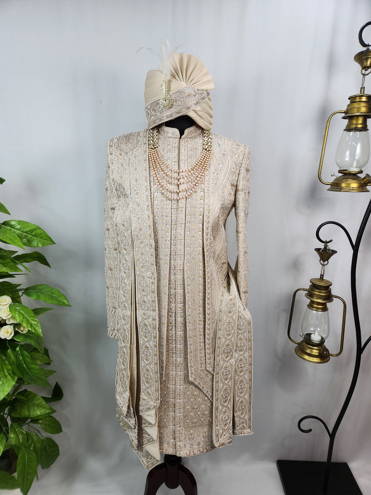 Rose Gold Wedding Groom Sherwani - 3 layer Beads Studded | Sherwani For Men