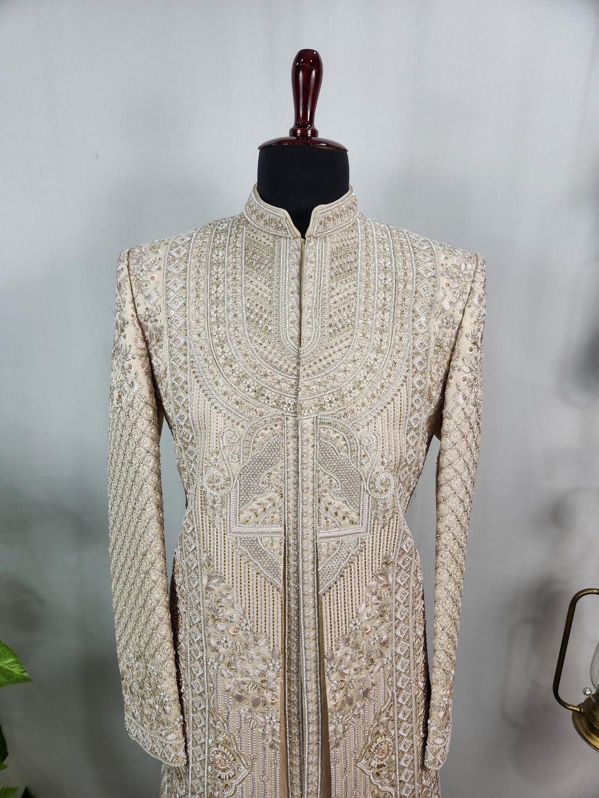 Rose Gold Wedding Groom Sherwani - 2 layer Beads Studded | Sherwani For Men
