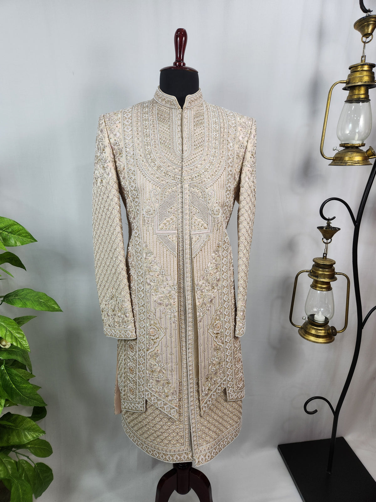 Rose Gold Wedding Groom Sherwani - 2 layer Beads Studded | Sherwani For Men