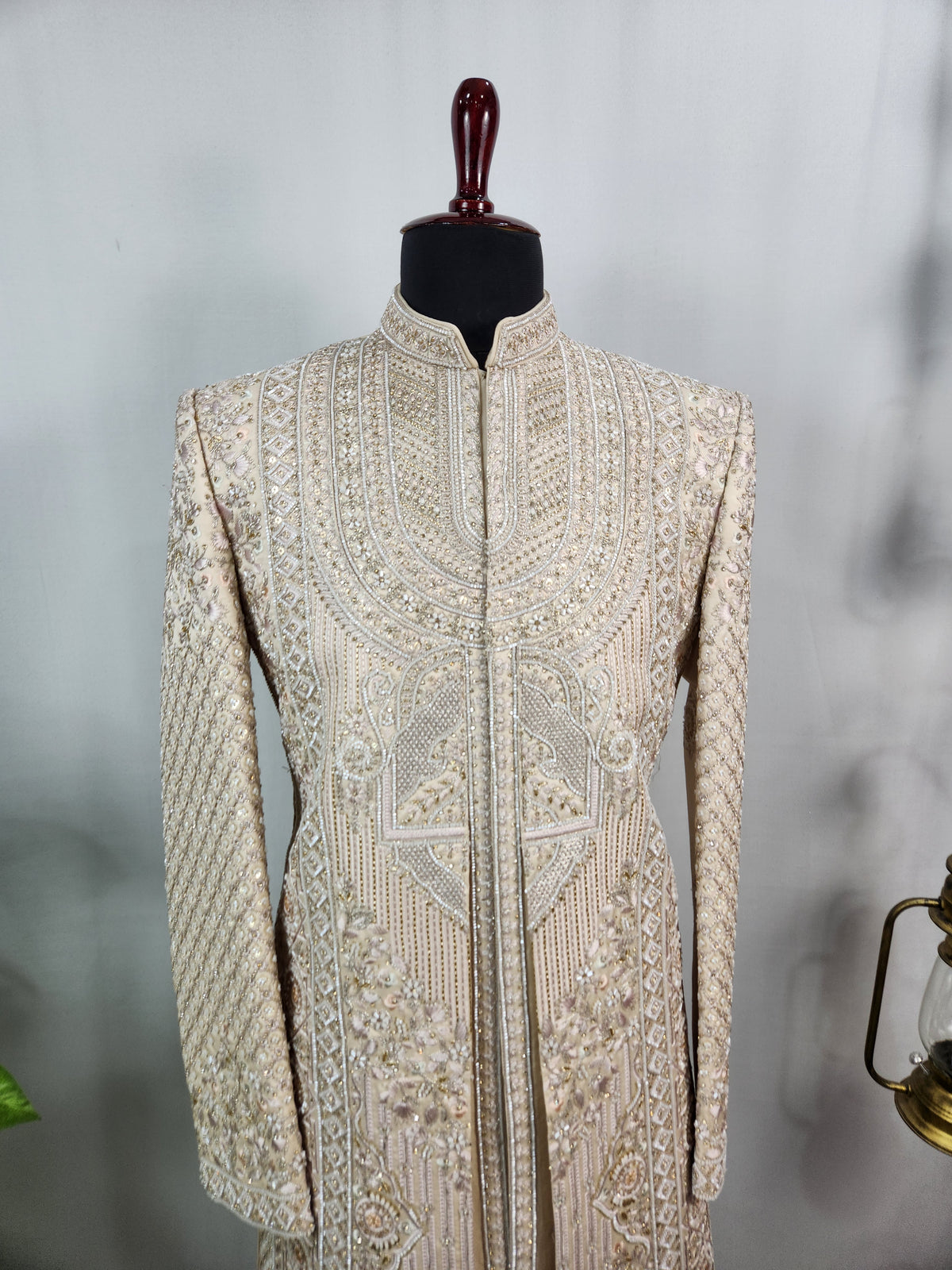 Rose Gold Wedding Groom Sherwani - 2 layer Beads Studded | Sherwani For Men