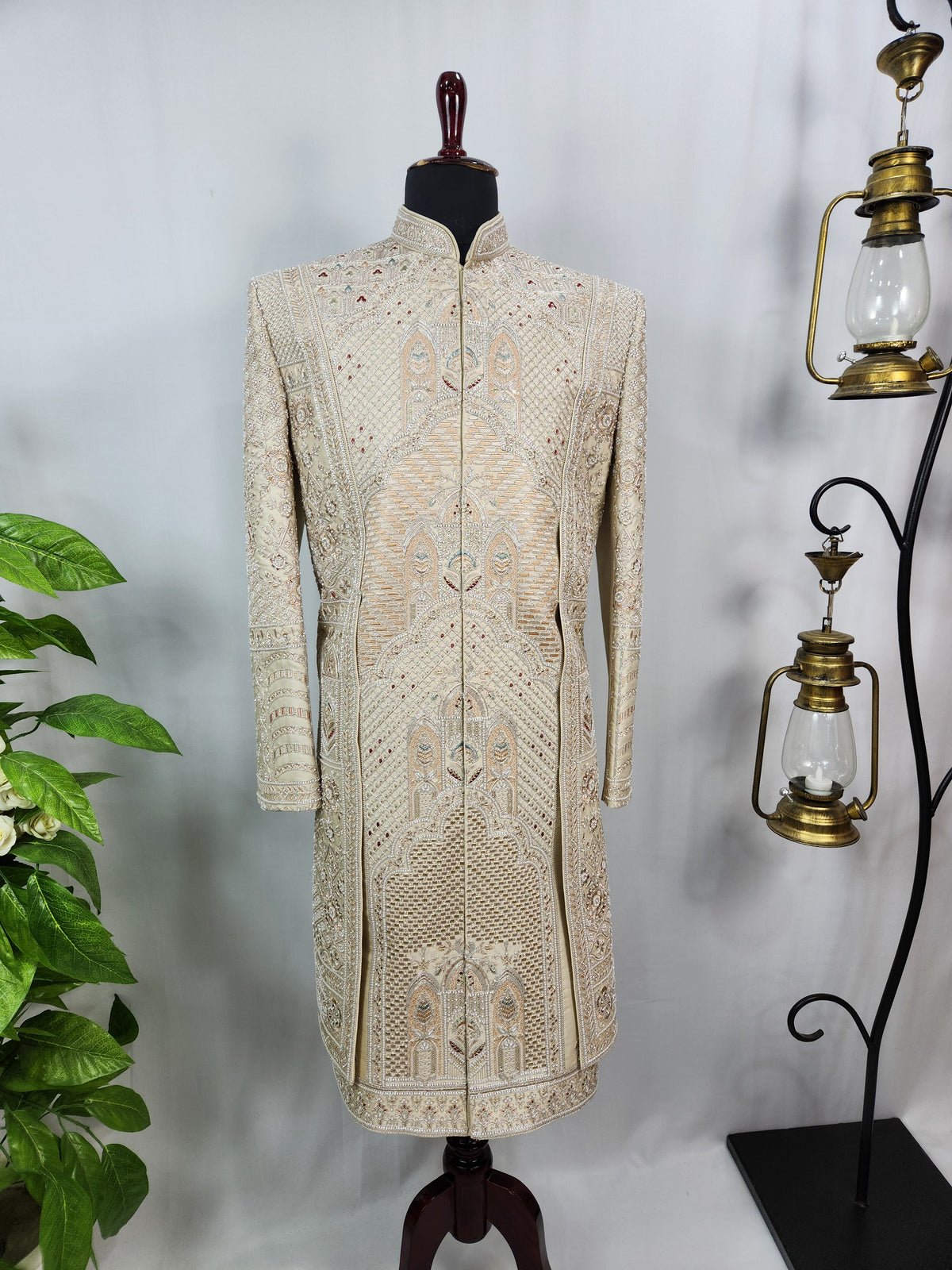 Golden Groom Sherwani - Layered Design | Sherwani For Men