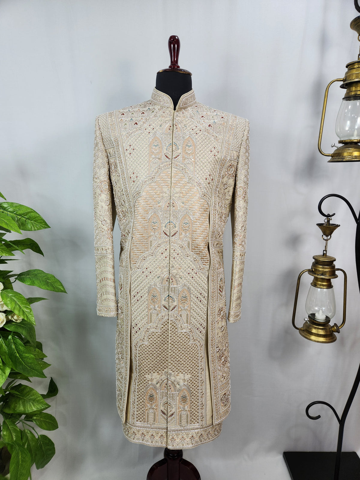 Golden Groom Sherwani - Layered Design | Sherwani For Men