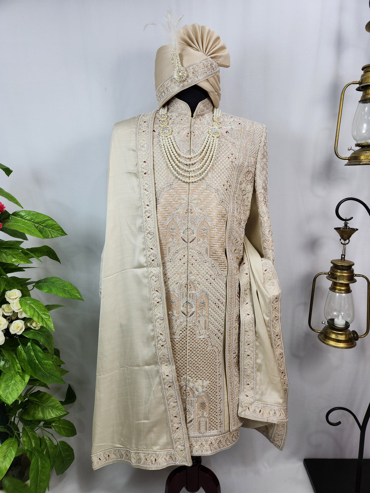 Golden Groom Sherwani - Layered Design | Sherwani For Men