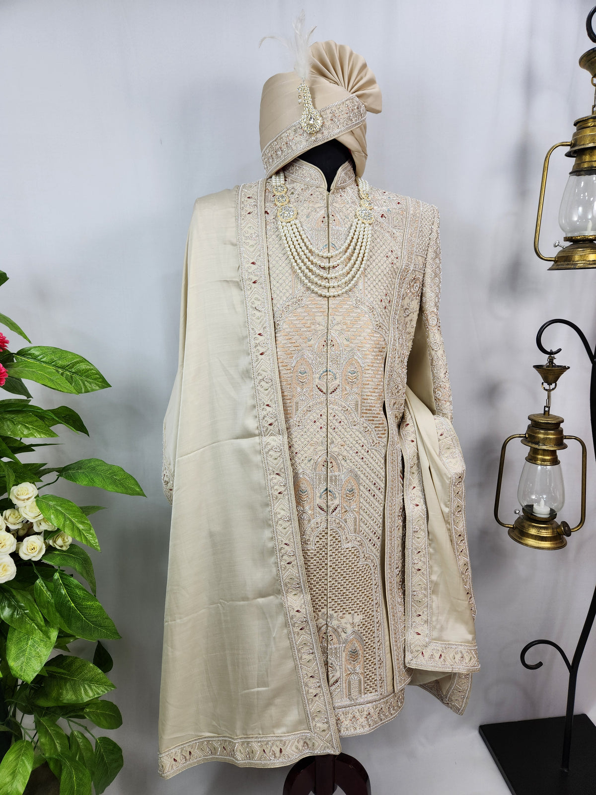 Golden Groom Sherwani - Layered Design | Sherwani For Men