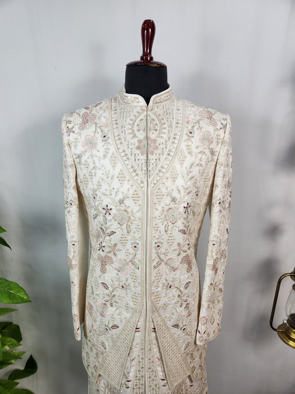 White Wedding Groom Sherwani - Layered Jacket Design | Sherwani For Men