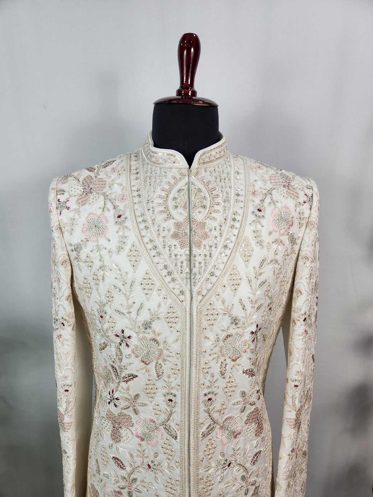 White Wedding Groom Sherwani - Layered Jacket Design | Sherwani For Men