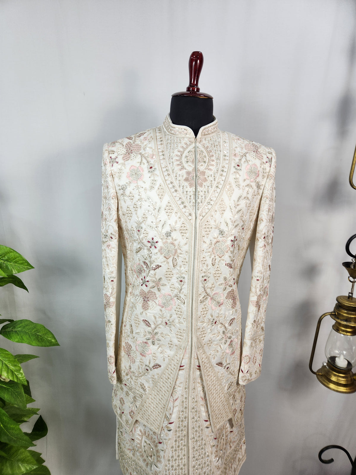 White Wedding Groom Sherwani - Layered Jacket Design | Sherwani For Men