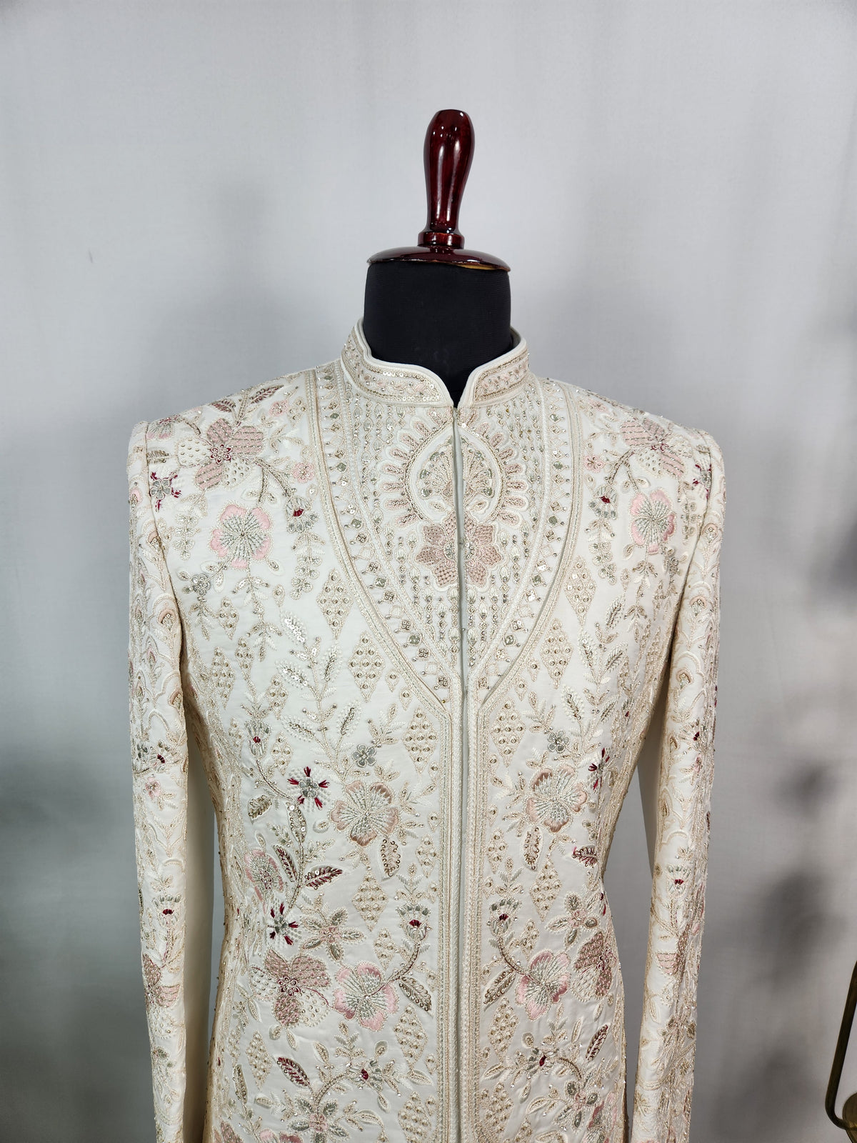 White Wedding Groom Sherwani - Layered Jacket Design | Sherwani For Men
