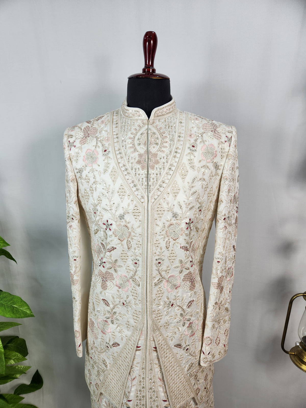 White Wedding Groom Sherwani - Layered Jacket Design | Sherwani For Men