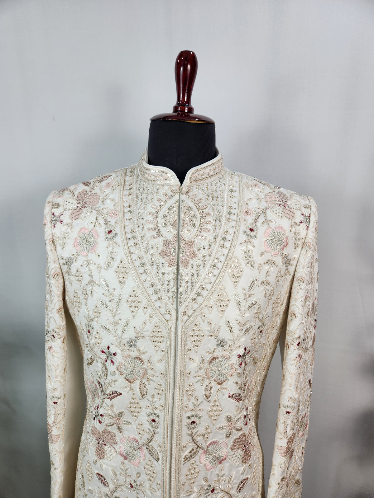 White Wedding Groom Sherwani - Layered Jacket Design | Sherwani For Men