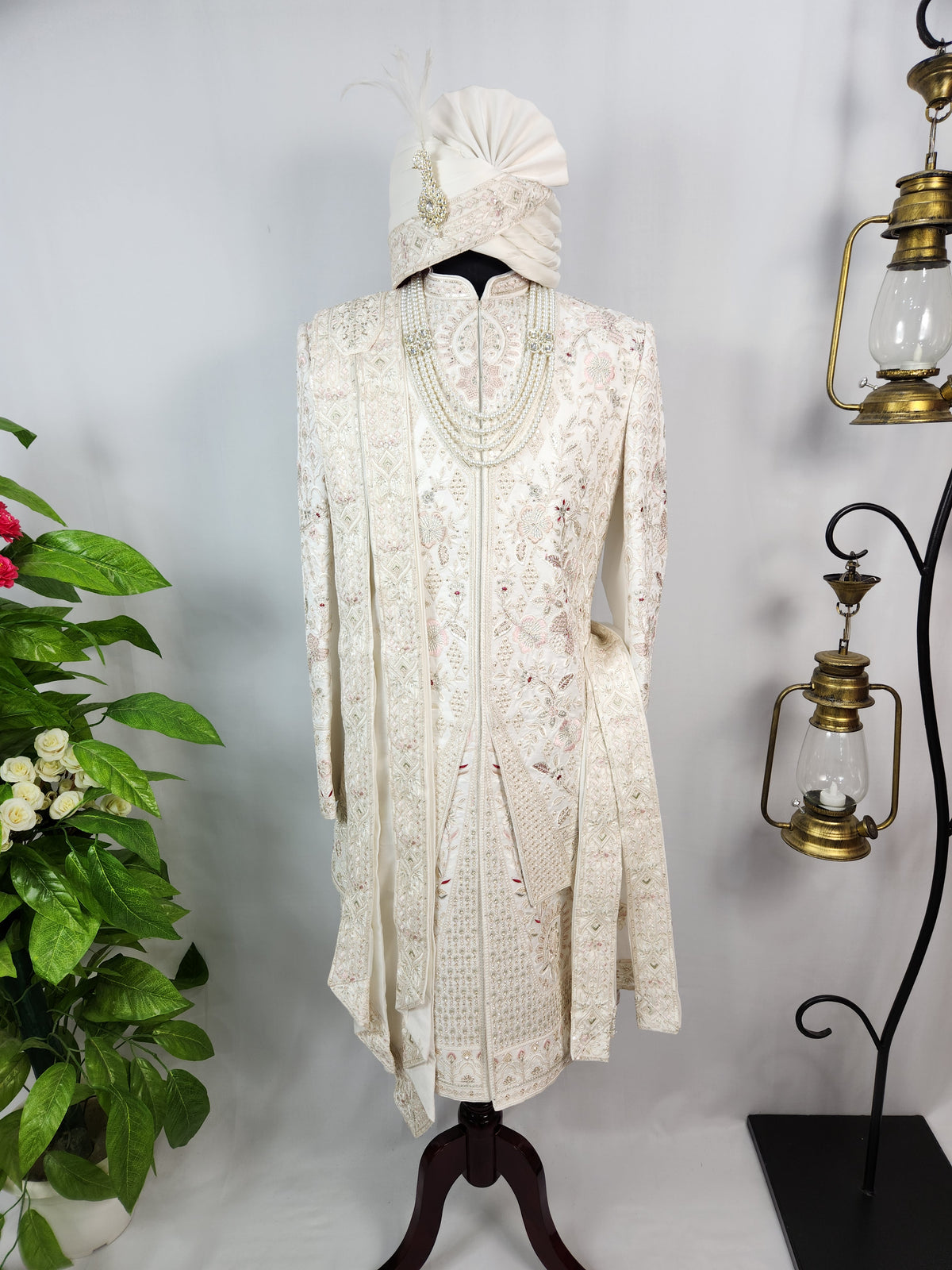 White Wedding Groom Sherwani - Layered Jacket Design | Sherwani For Men