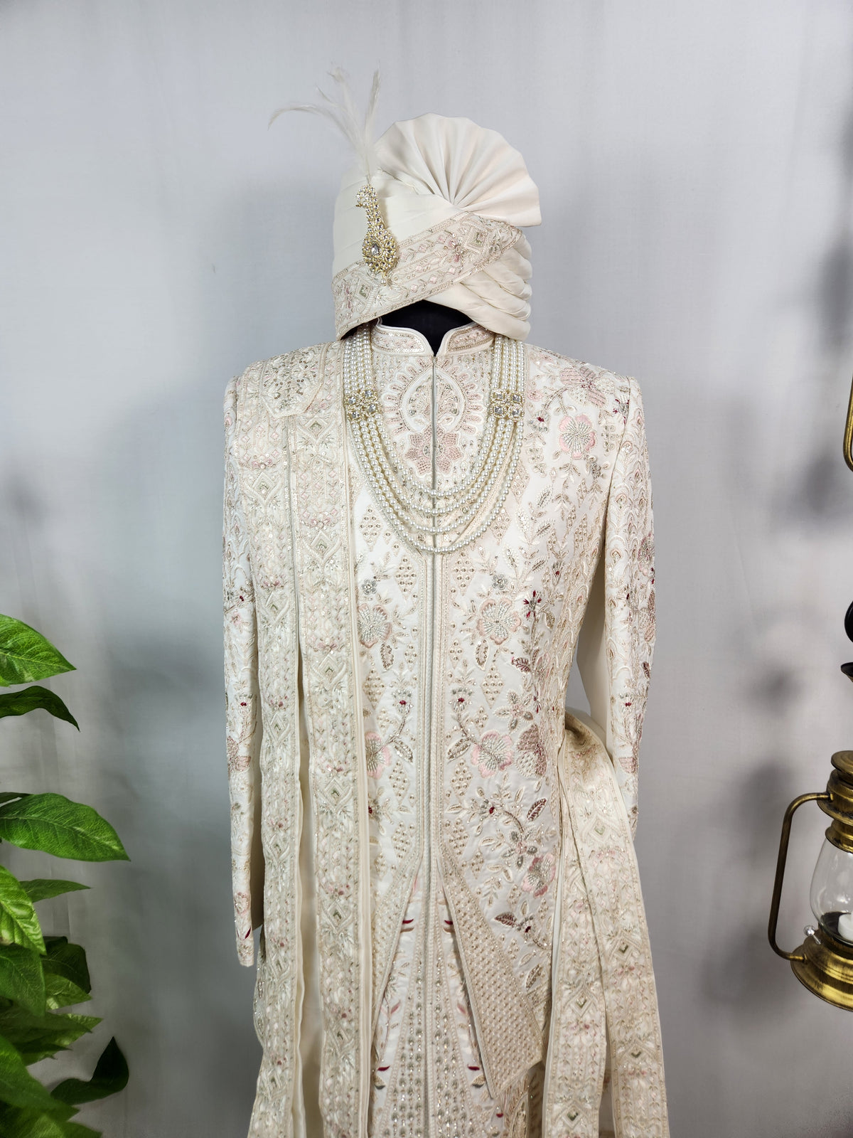 White Wedding Groom Sherwani - Layered Jacket Design | Sherwani For Men