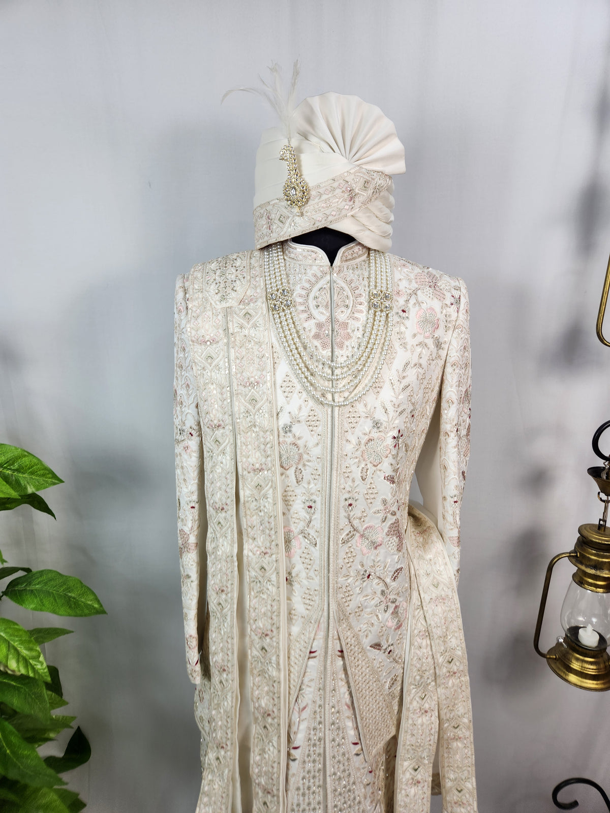 White Wedding Groom Sherwani - Layered Jacket Design | Sherwani For Men