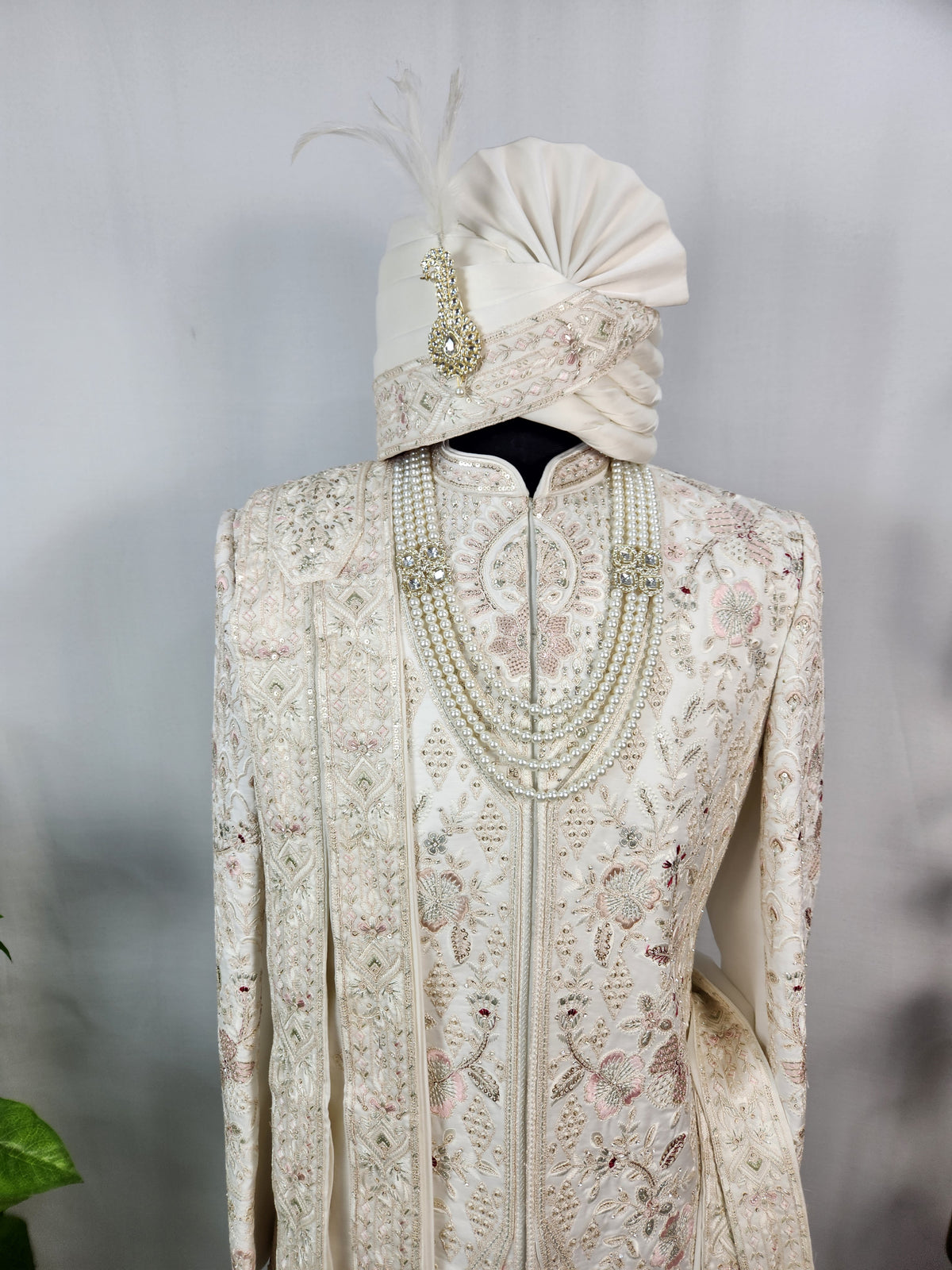 White Wedding Groom Sherwani - Layered Jacket Design | Sherwani For Men
