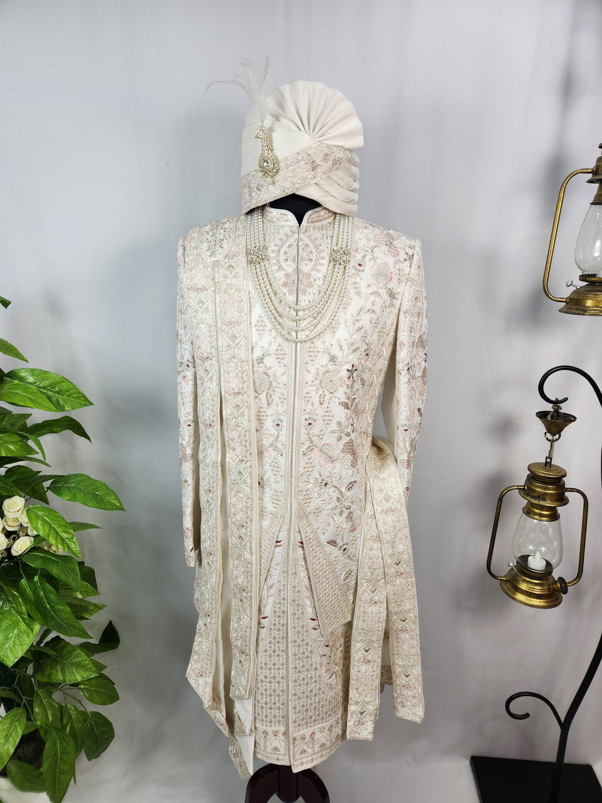 White Wedding Groom Sherwani - Layered Jacket Design | Sherwani For Men