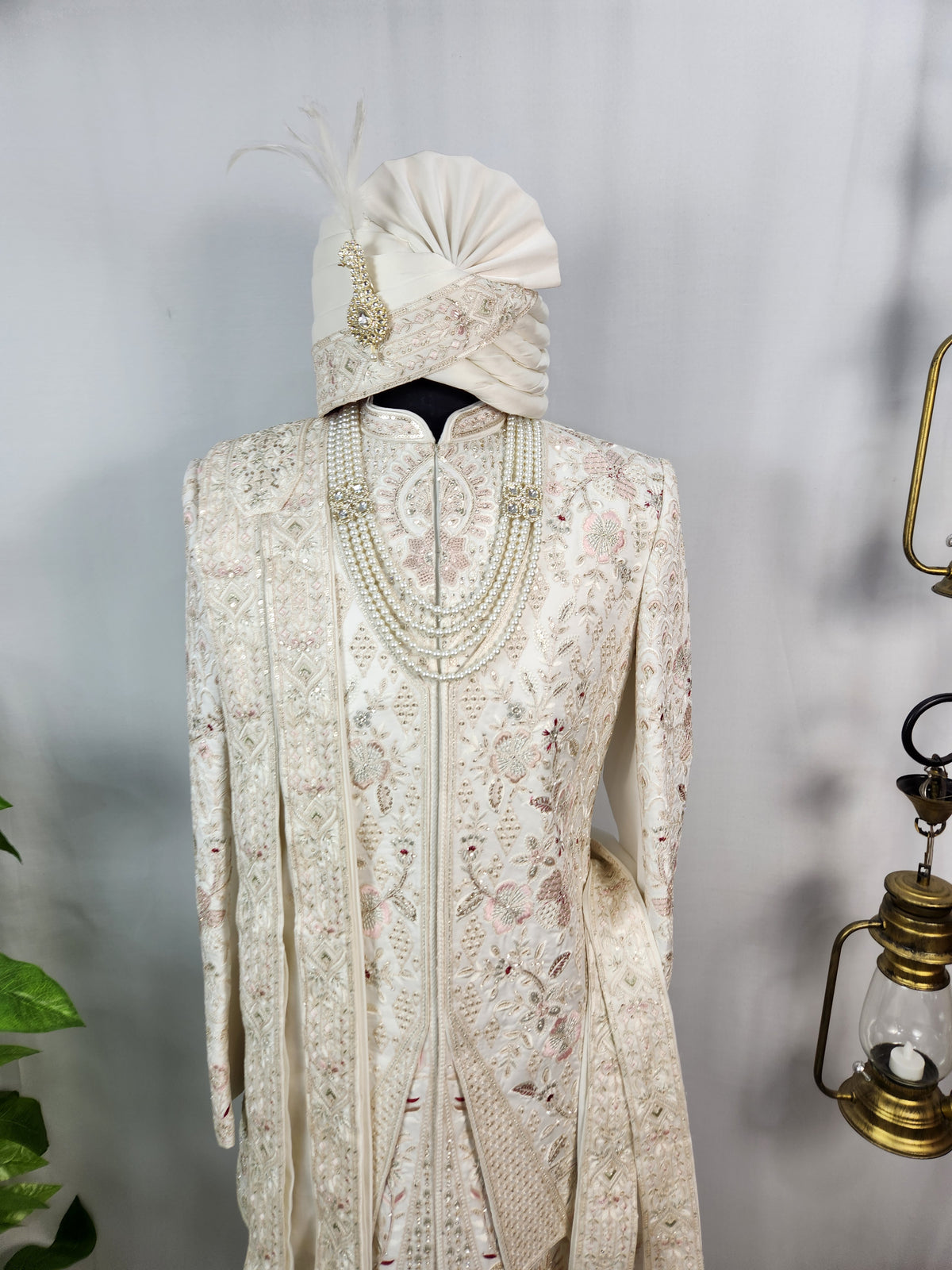 White Wedding Groom Sherwani - Layered Jacket Design | Sherwani For Men