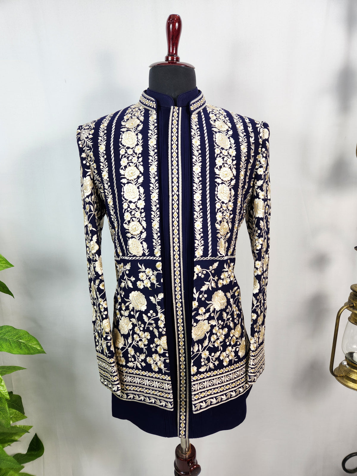 Blue Jodhpuri Suit With Shawl for Wedding – Zardozi Work | Indian Groom Outfit