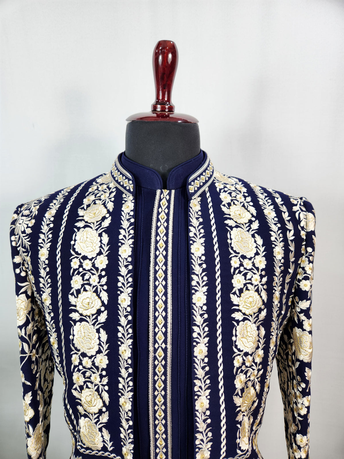 Blue Jodhpuri Suit With Shawl for Wedding – Zardozi Work | Indian Groom Outfit