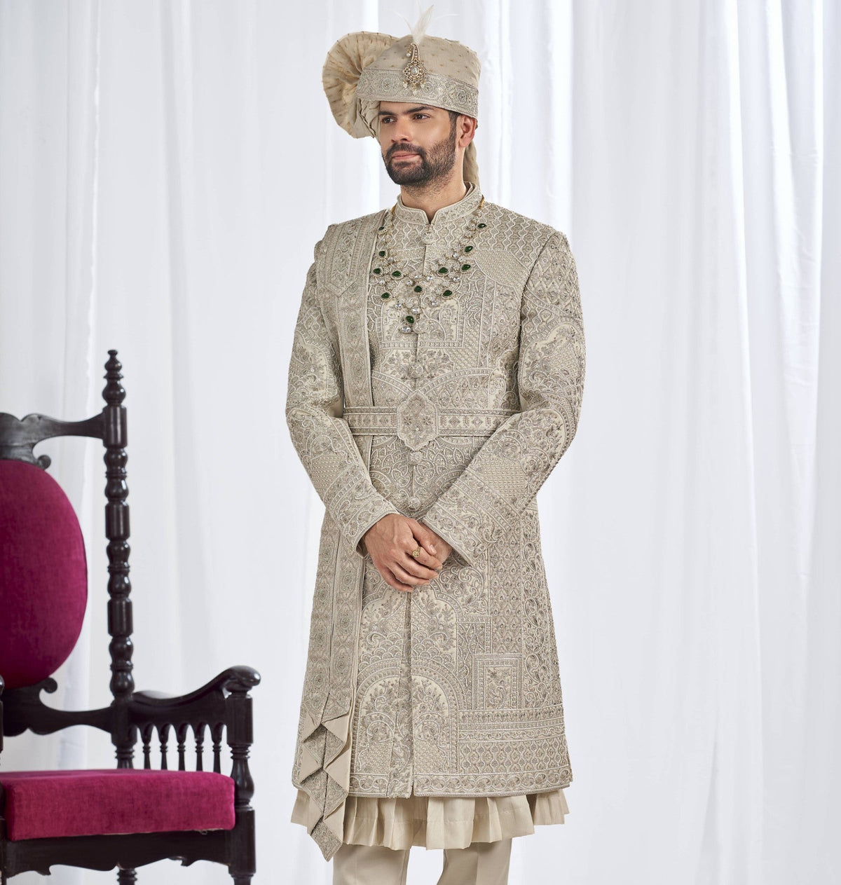 Pistachio Wedding Groom Sherwani - Anarkali Kurta Design | Sherwani For Men