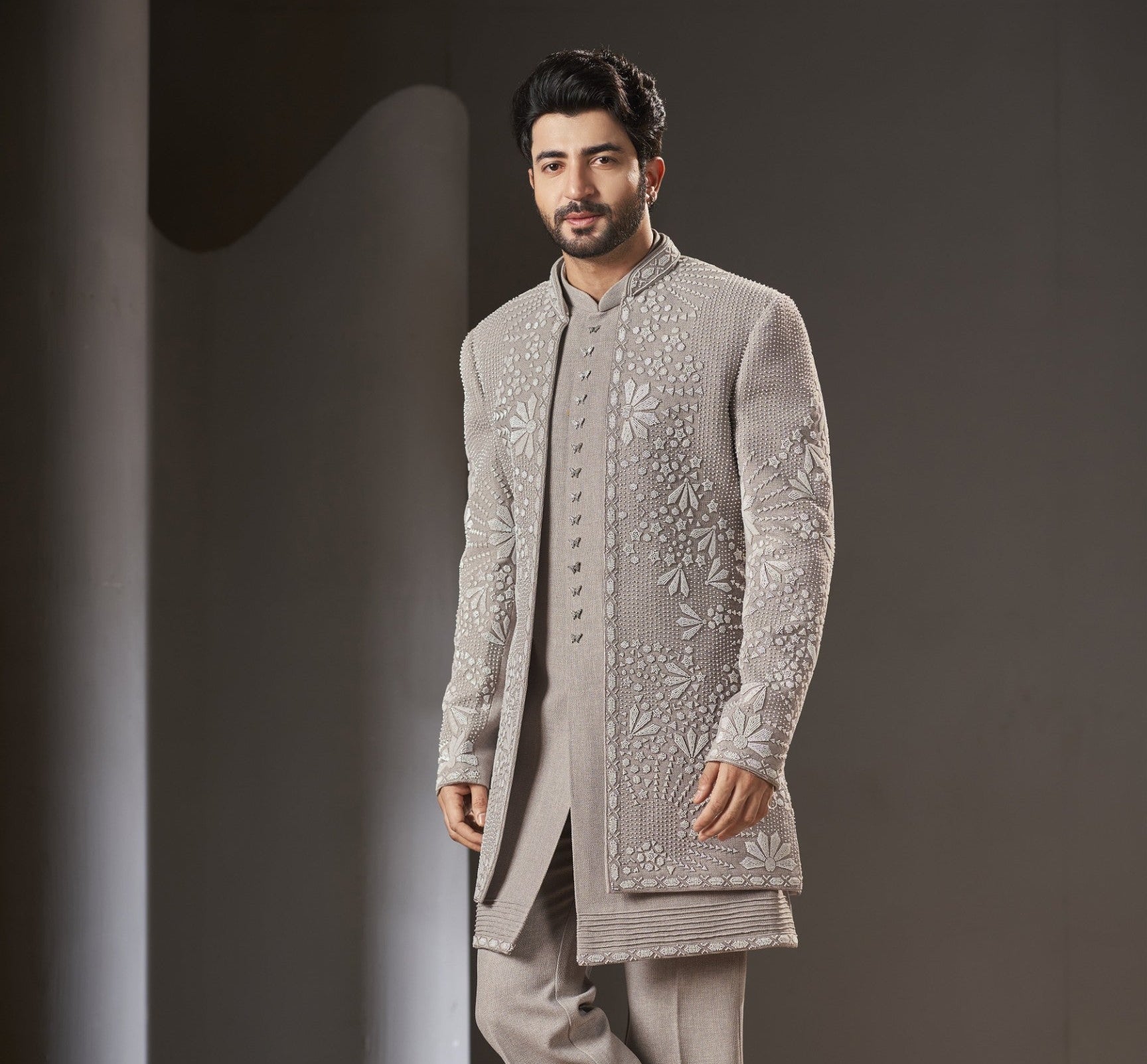 Lavender Indo-Western Sherwani for Men | Indian Groom Wedding Outfit