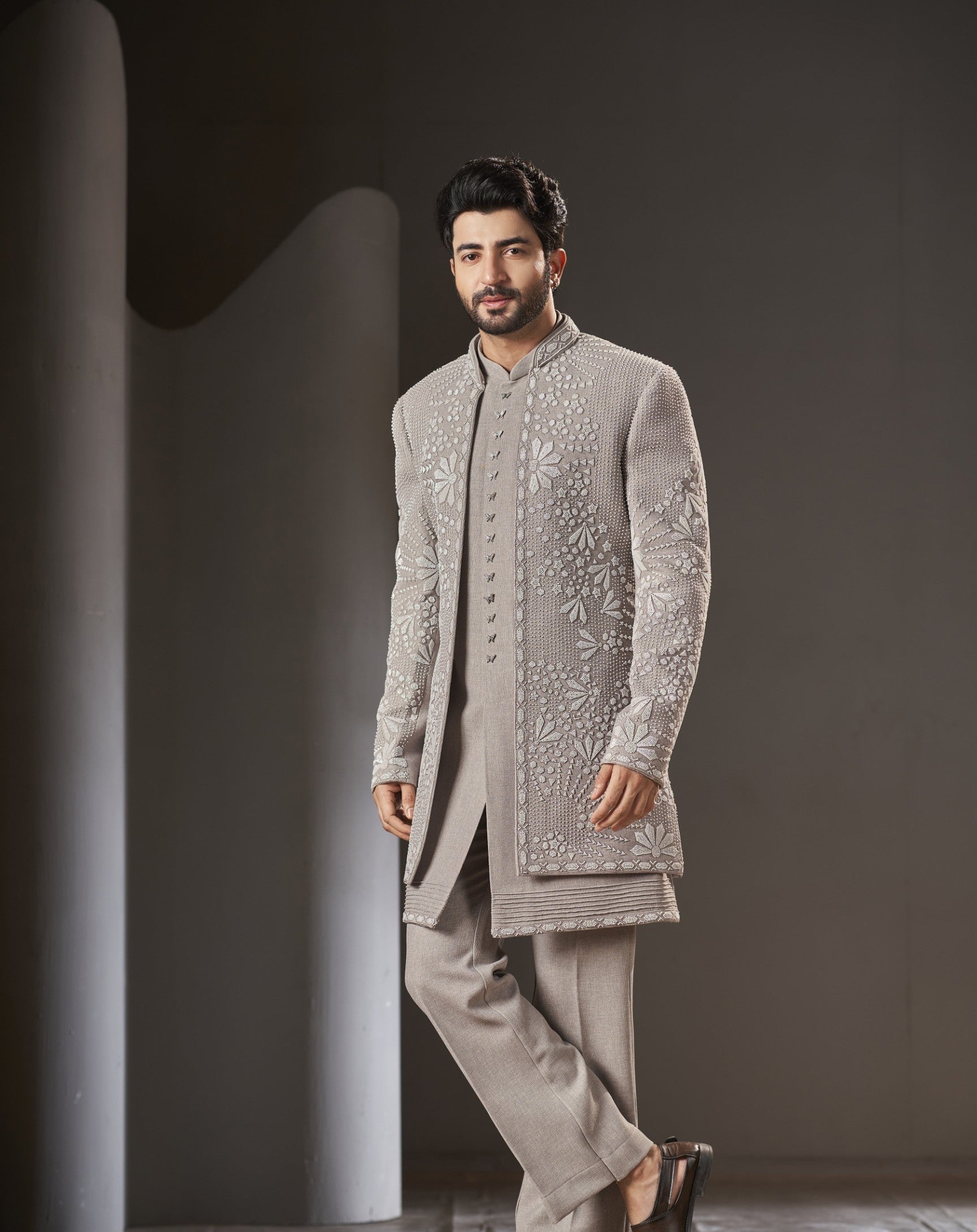 Lavender Indo-Western Sherwani for Men | Indian Groom Wedding Outfit