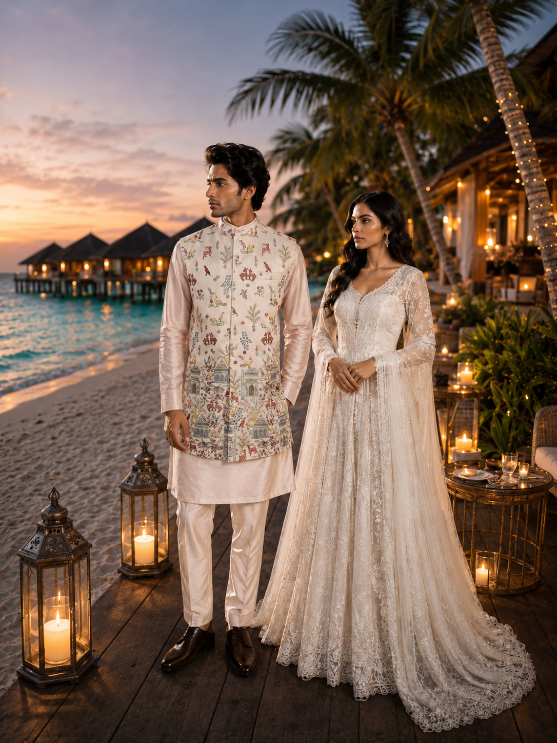 Peach Kurta Jacket Set for Wedding – Designer Indian Outfit