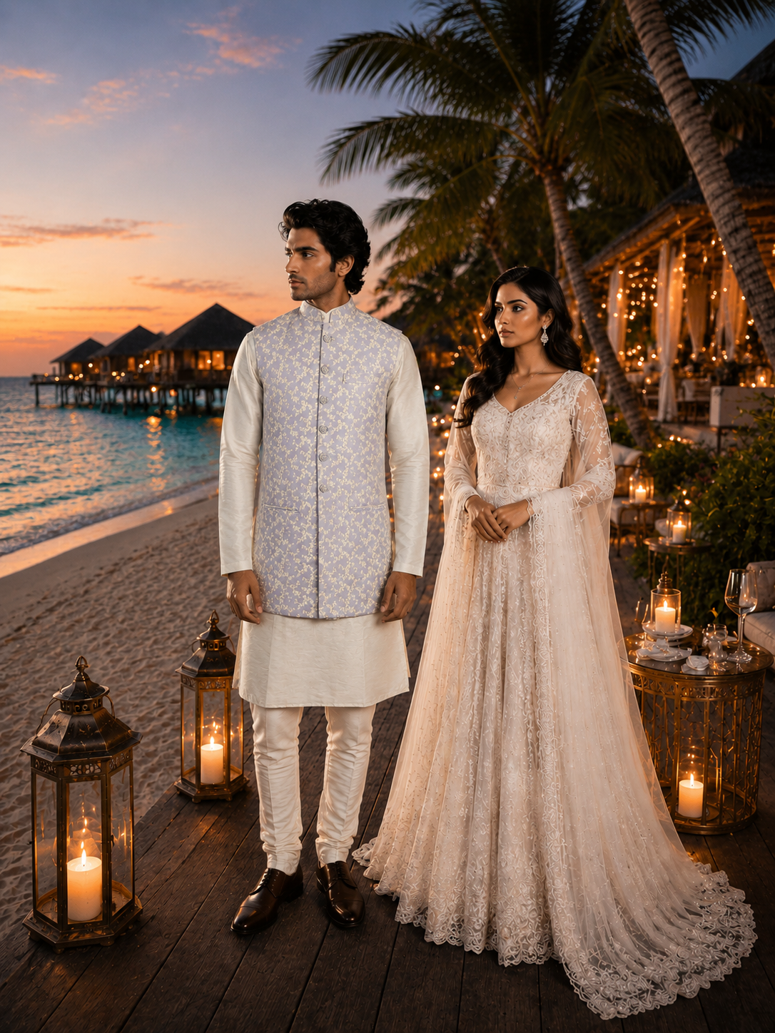 Cream Kurta Jacket Set for Wedding – Designer Indian Outfit