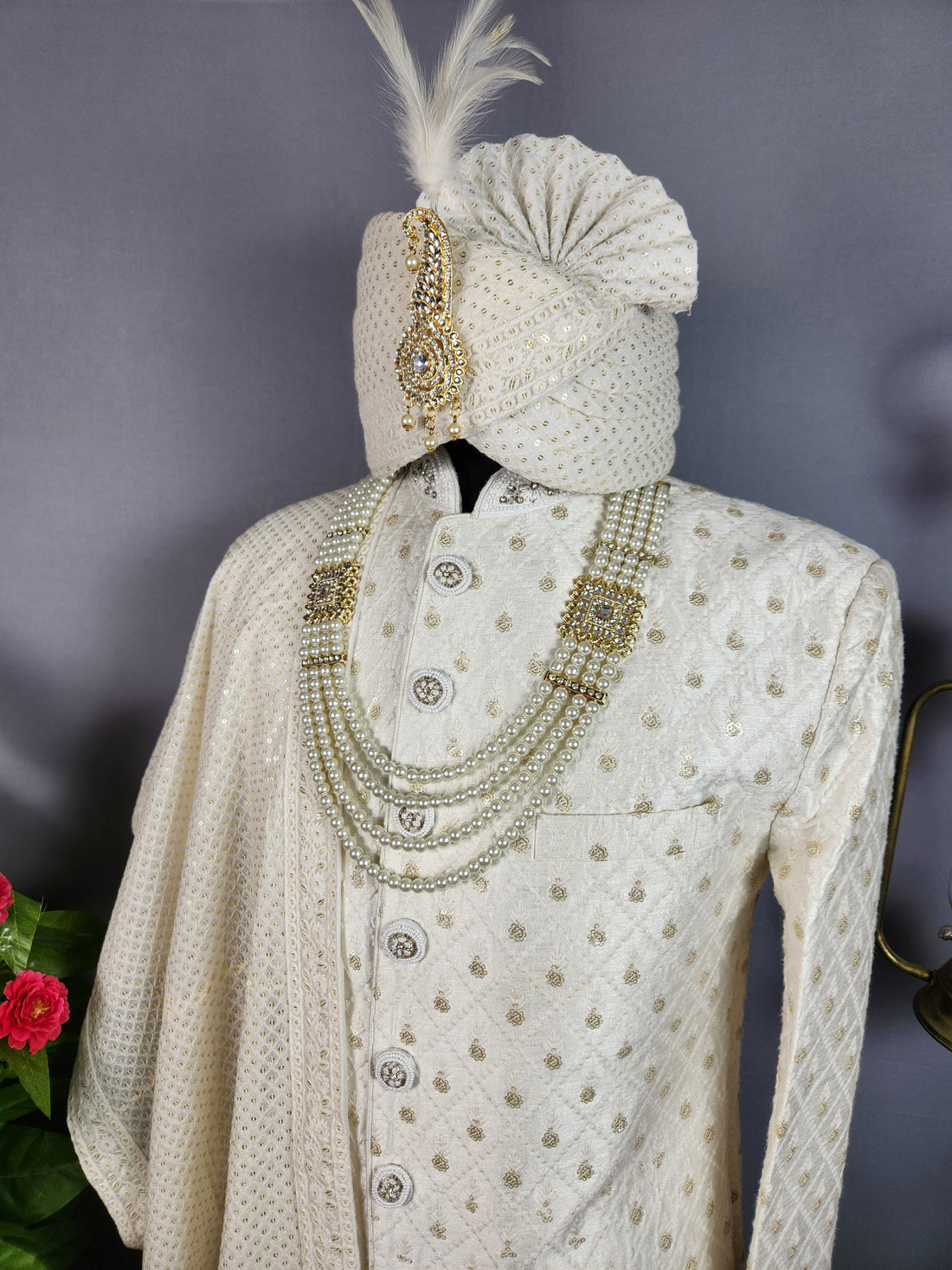 White Sherwani for Groom  -   Indian Wedding Outfit for Men
