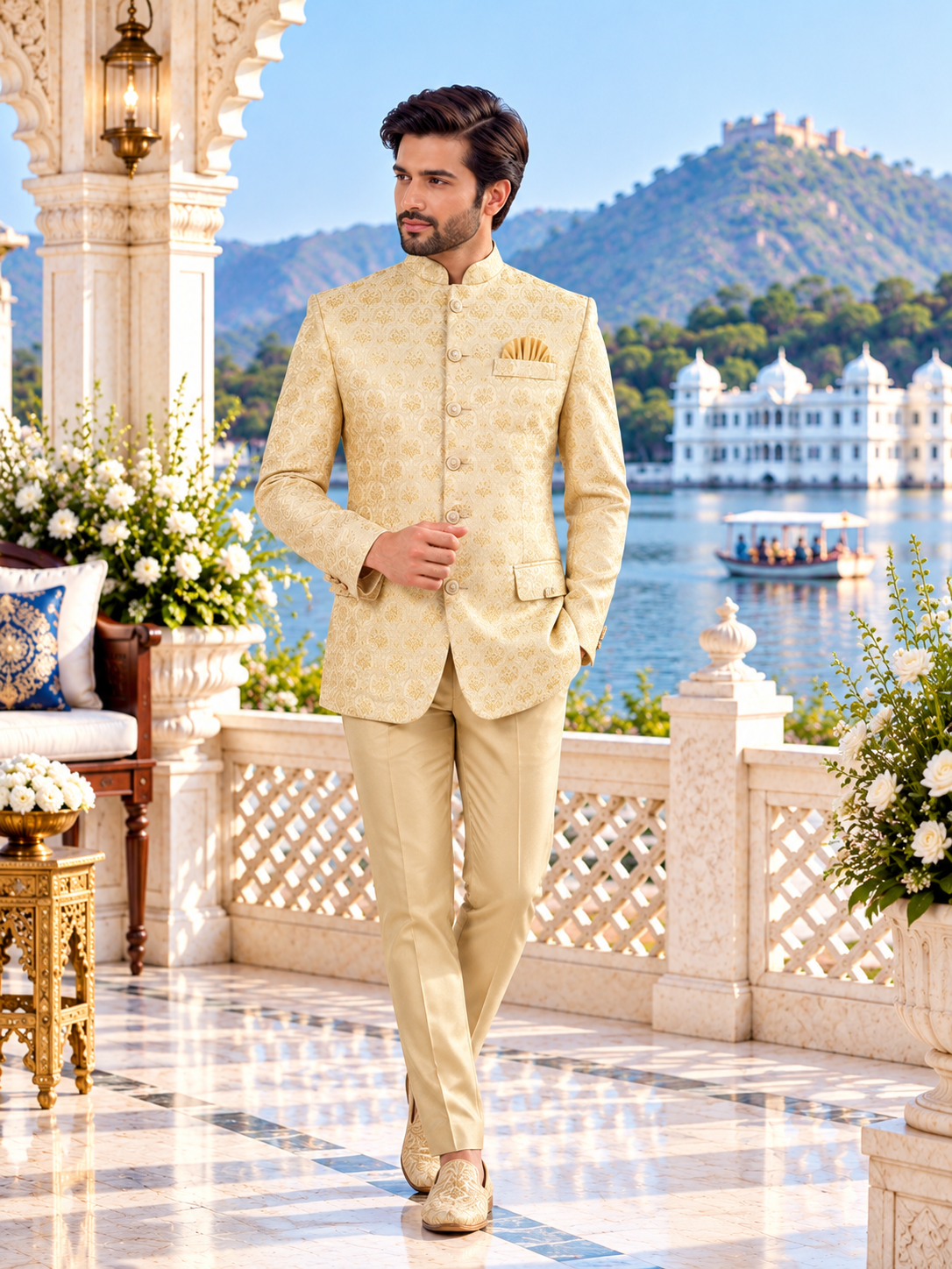 Beige Jodhpuri Suit for Wedding – Custom Made | Indian Groom Outfit