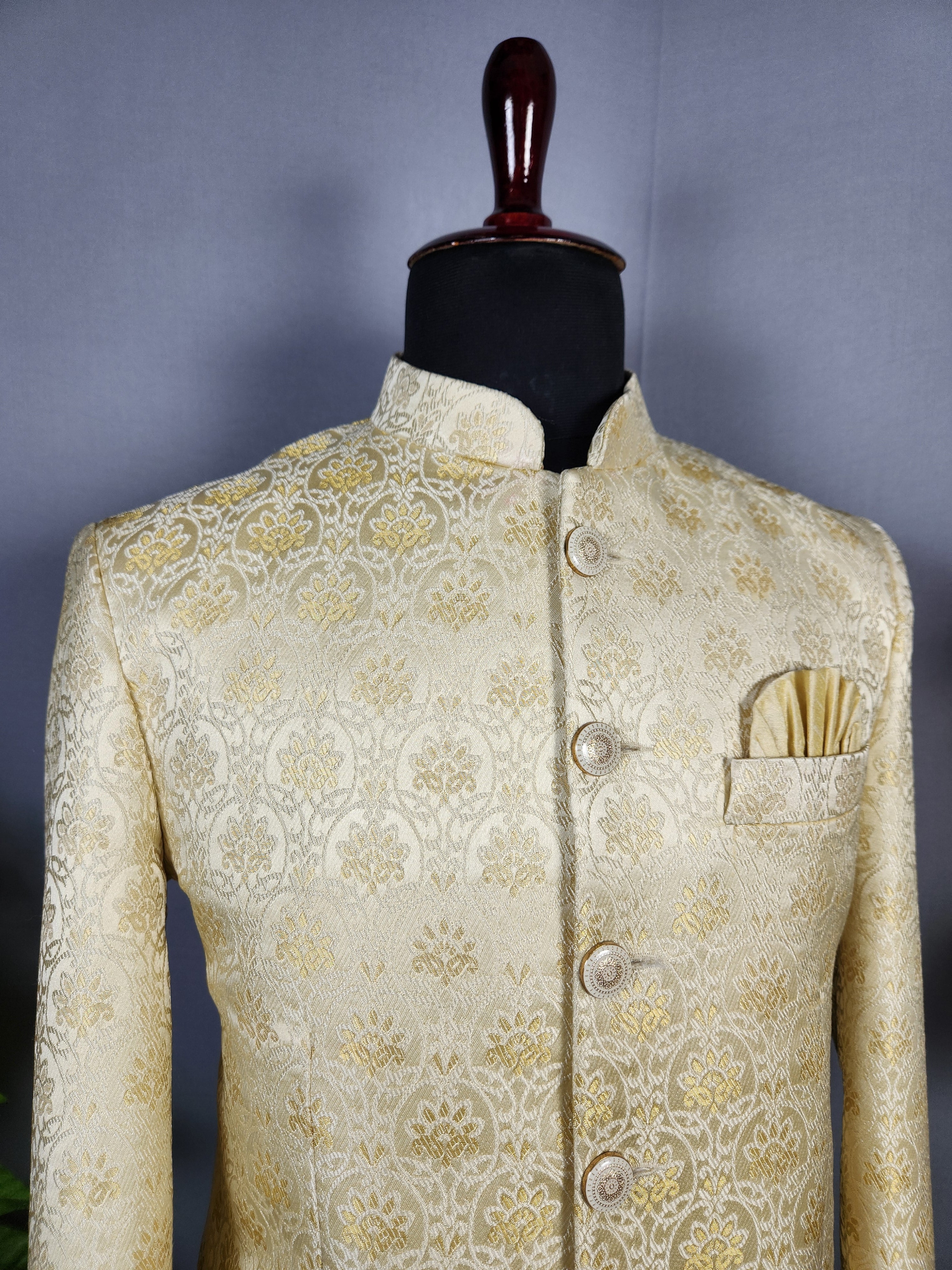 Beige Jodhpuri Suit for Men  -   Indian Wedding Outfit for Men
